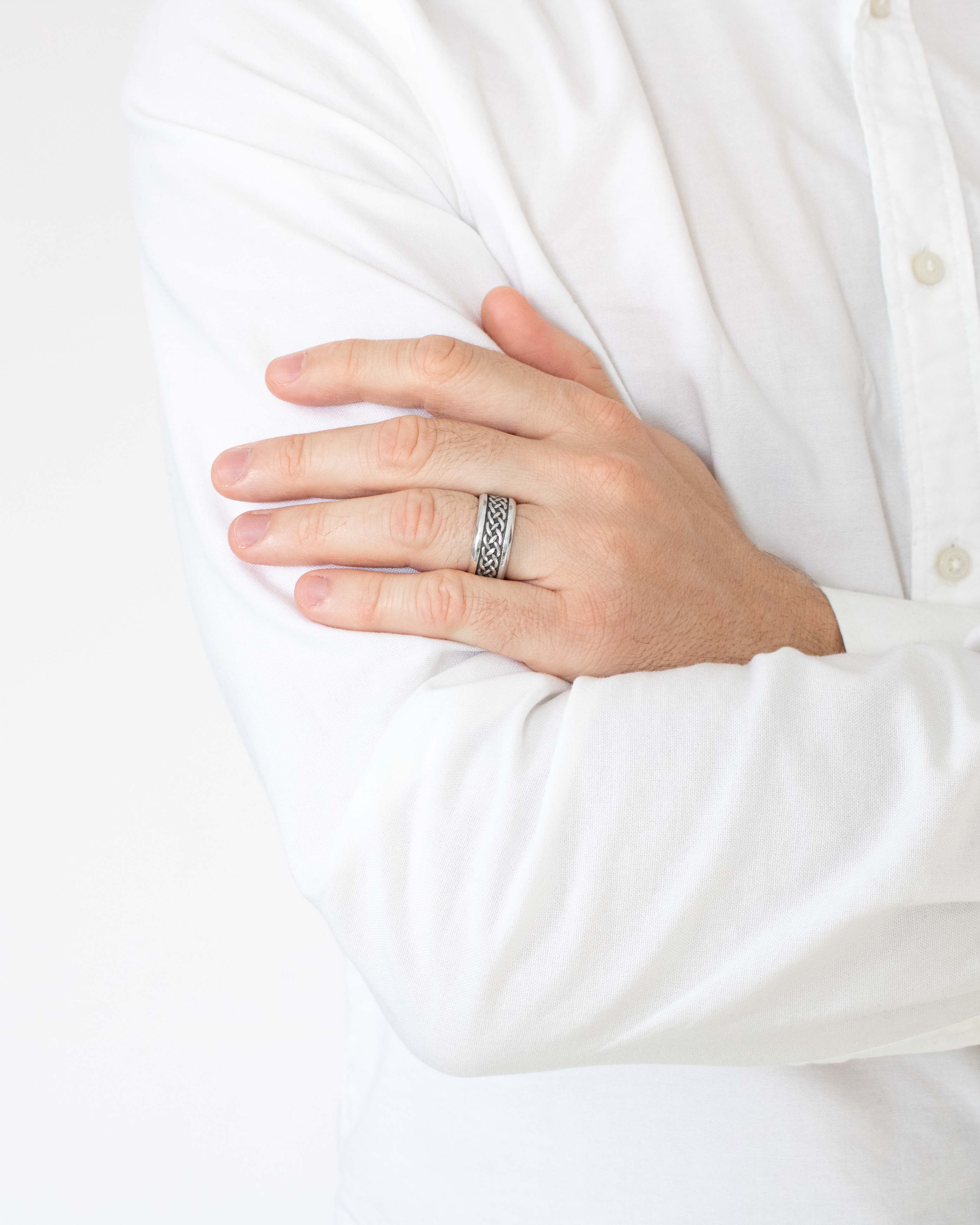 Wide Celtic Wedding Ring Irish Knots Oxidized Surface