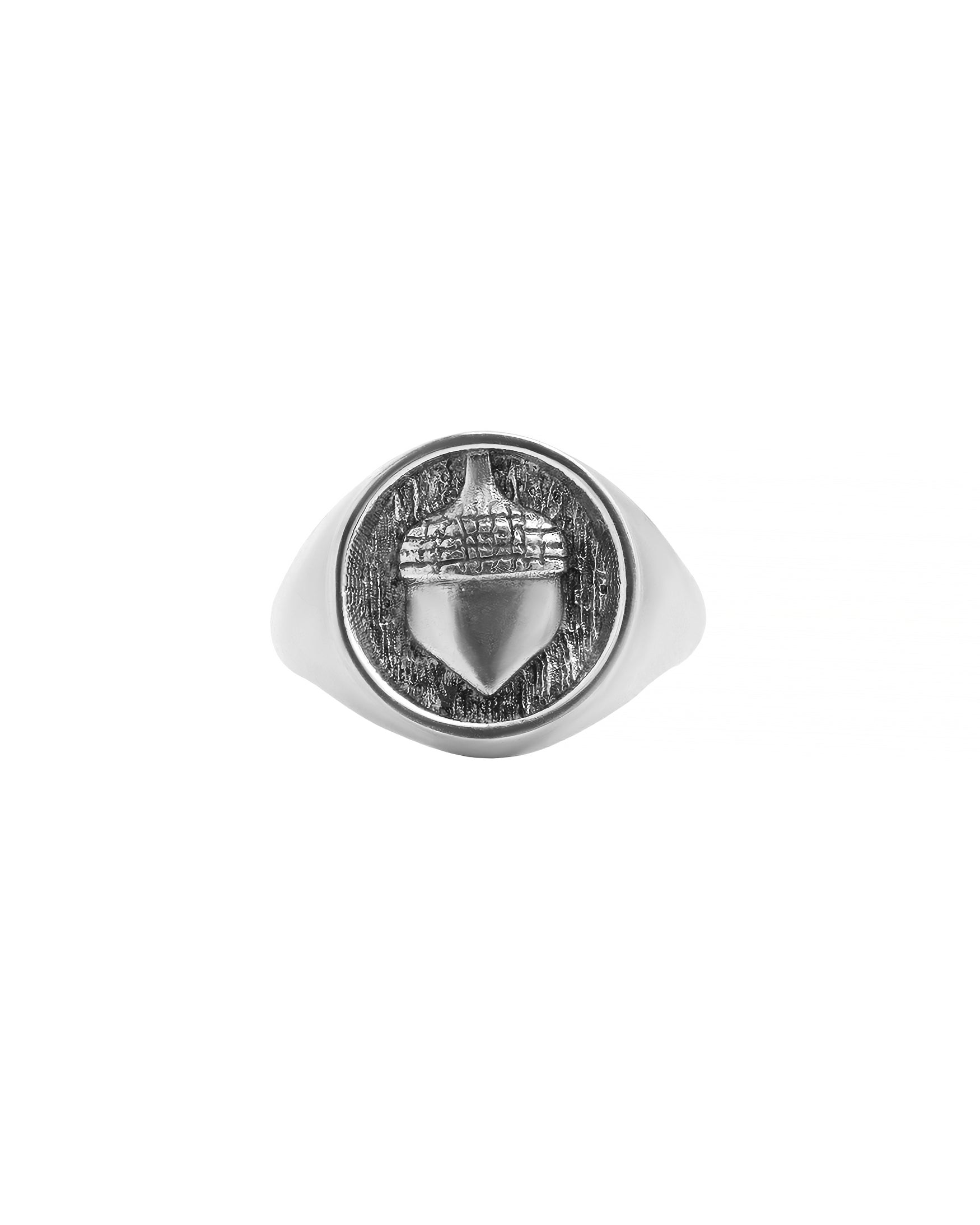Acorn Signet Ring Sterling Silver Oak Tree themed