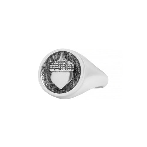 Acorn Signet Ring Sterling Silver Oak Tree themed