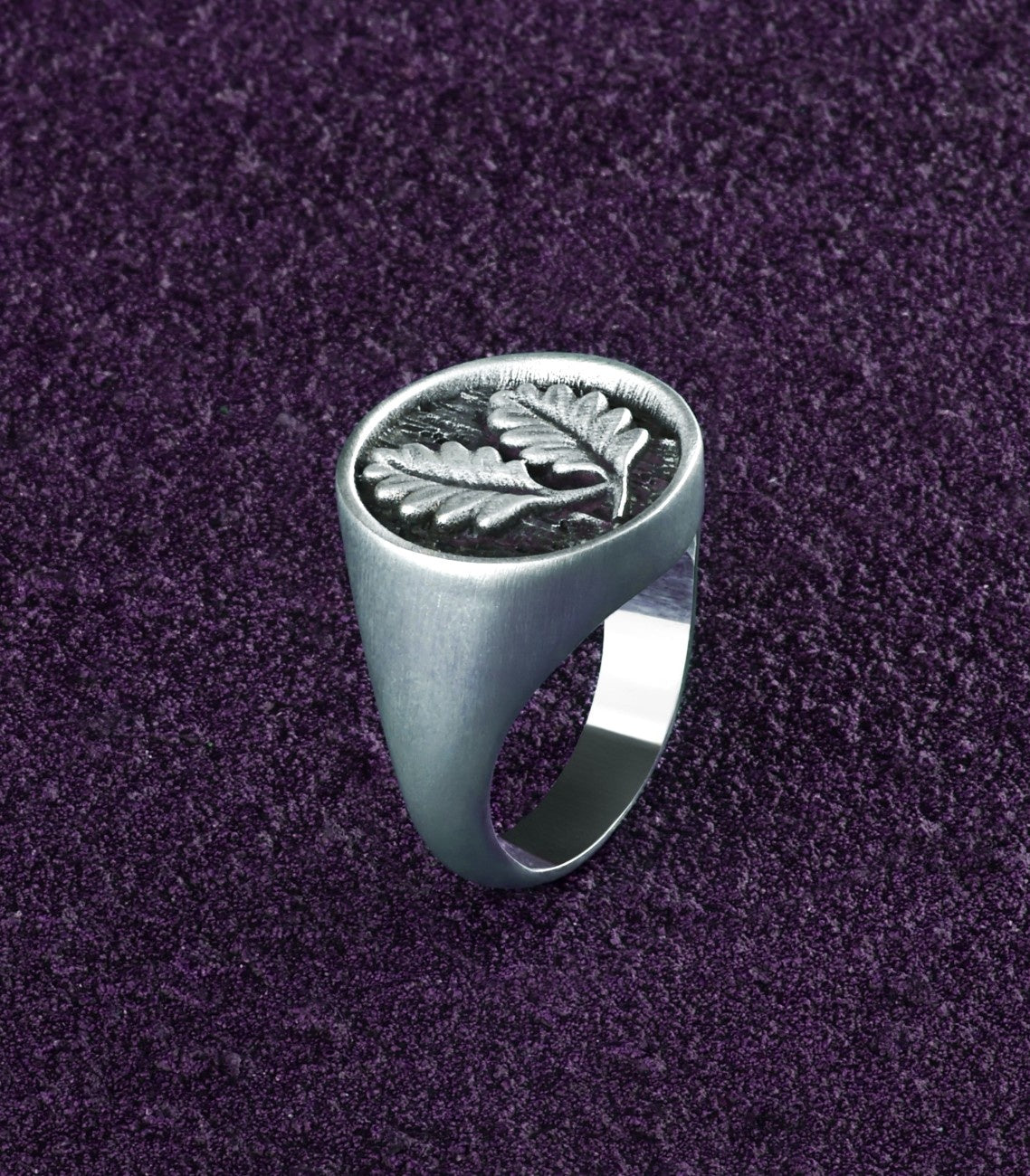 Mens Oak Leaf Ring Vintage inspired Silver Signet