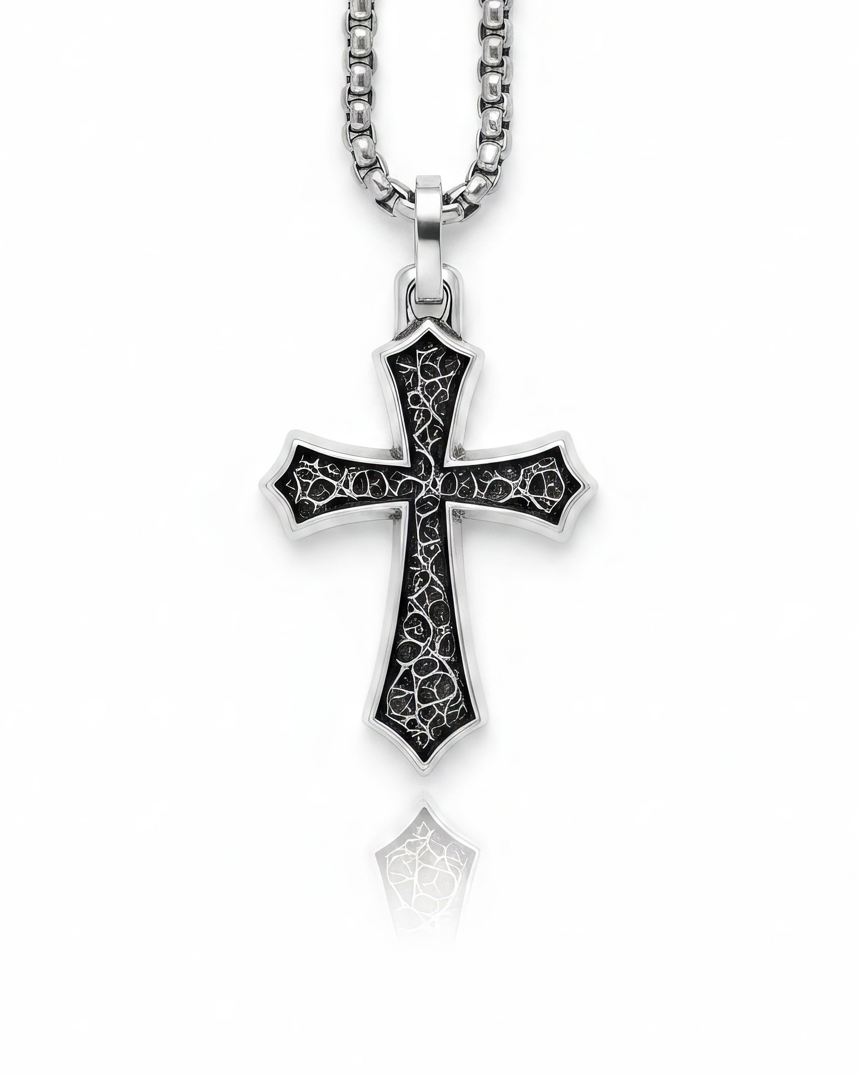 Oxidized Silver Cross Pendant Necklace Gothic Style