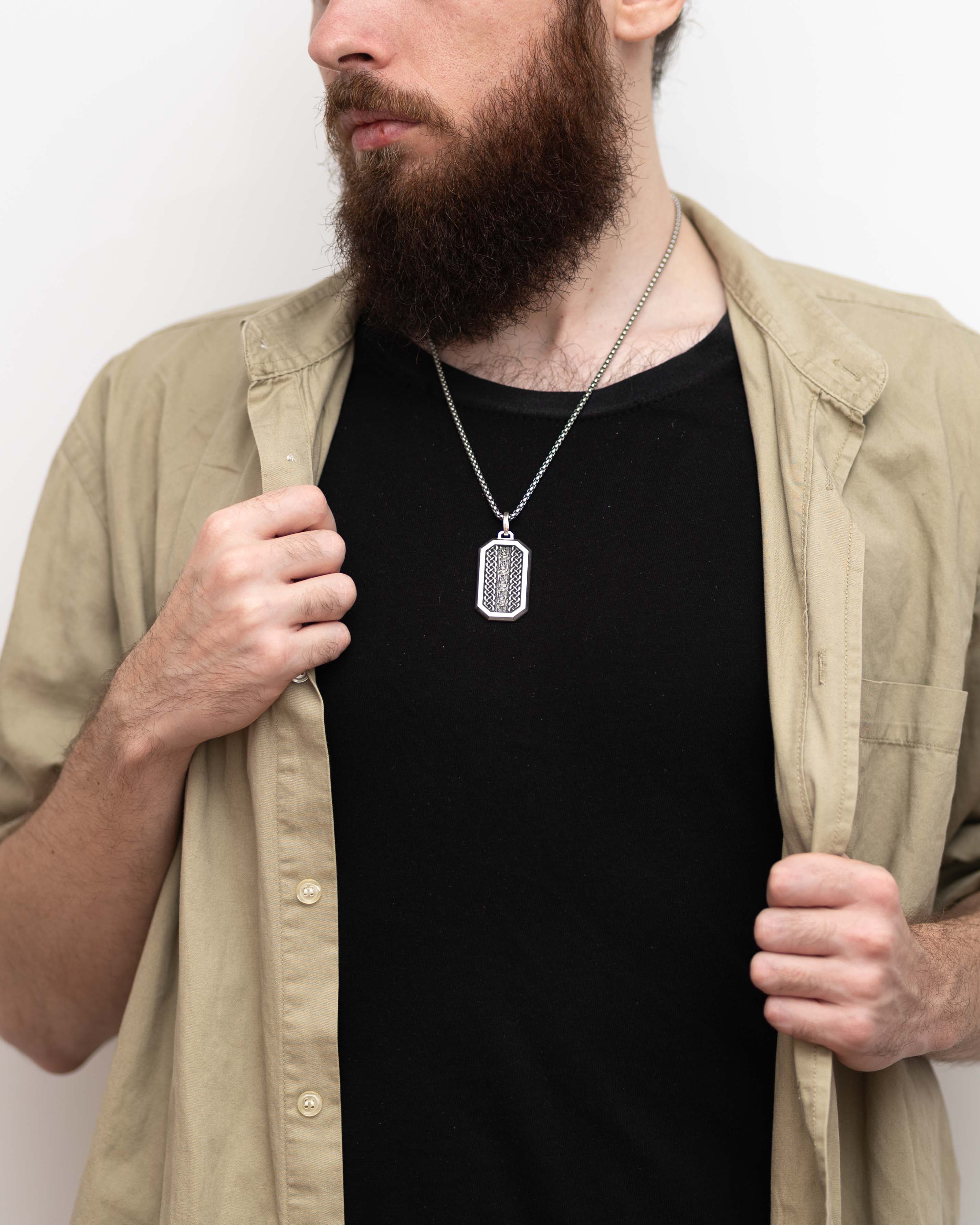 Octagonal Silver Celtic Knot Necklace Gift for Husband