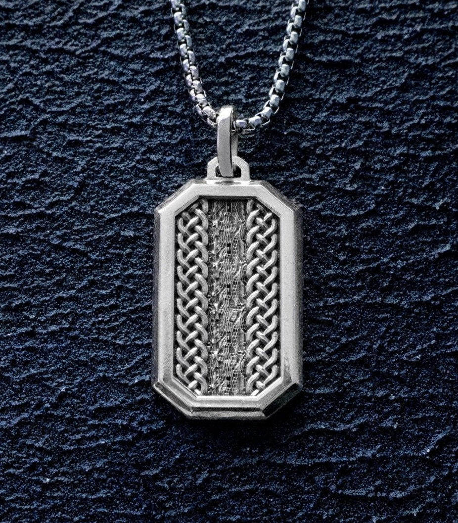 Octagonal Silver Celtic Knot Necklace Gift for Husband