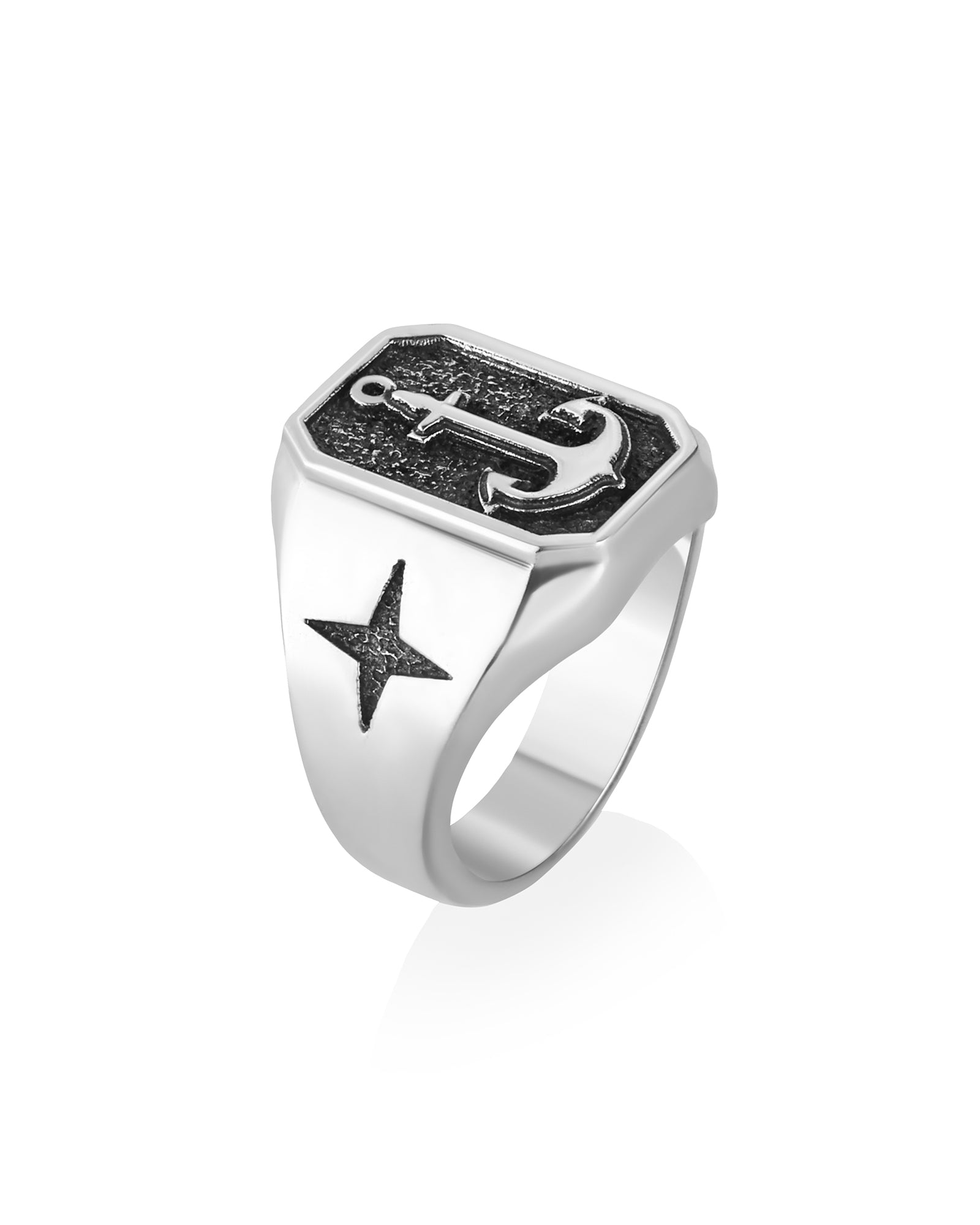 Anchor Signet Ring Silver Nautical Gift for Men