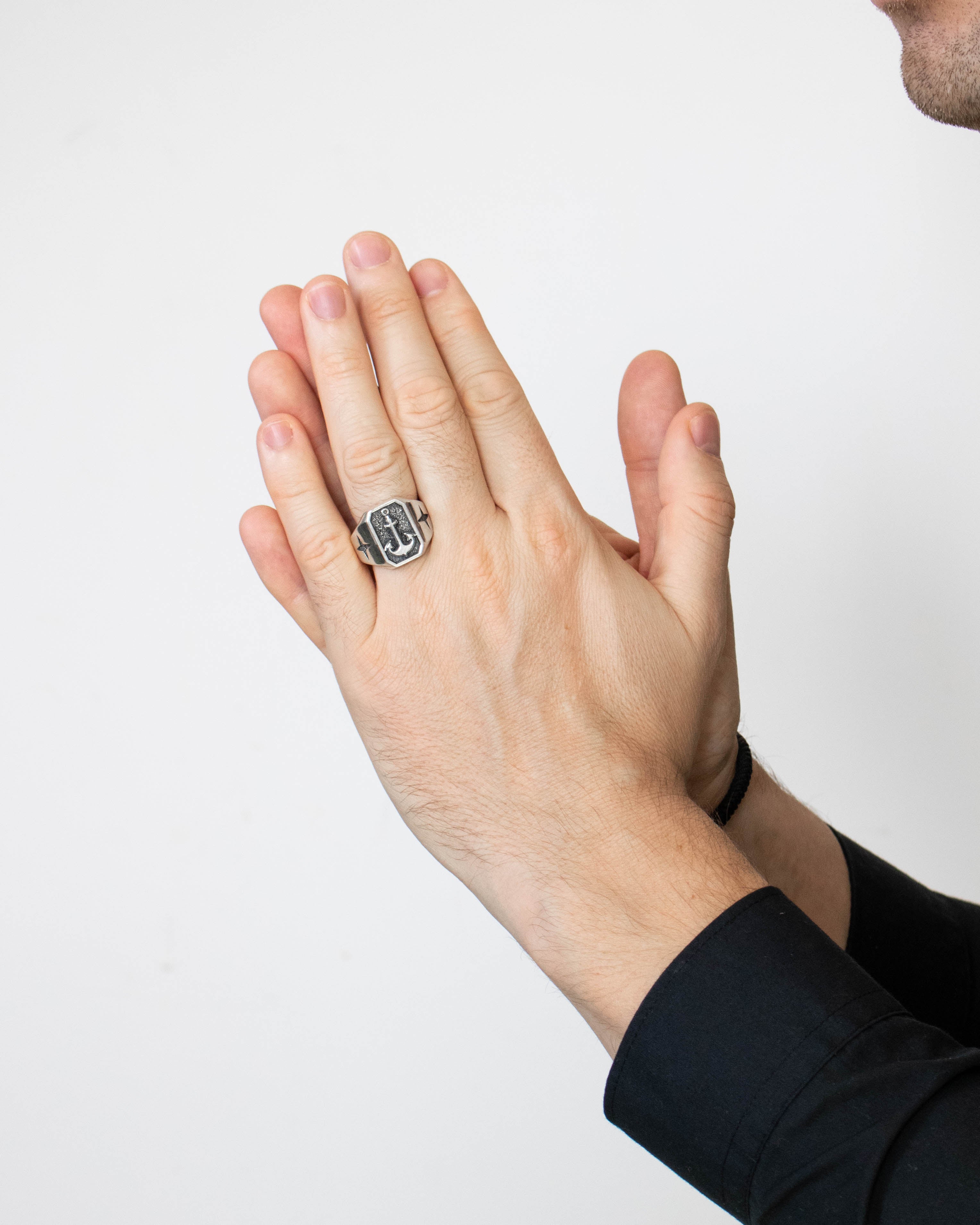 Anchor Signet Ring Silver Nautical Gift for Men