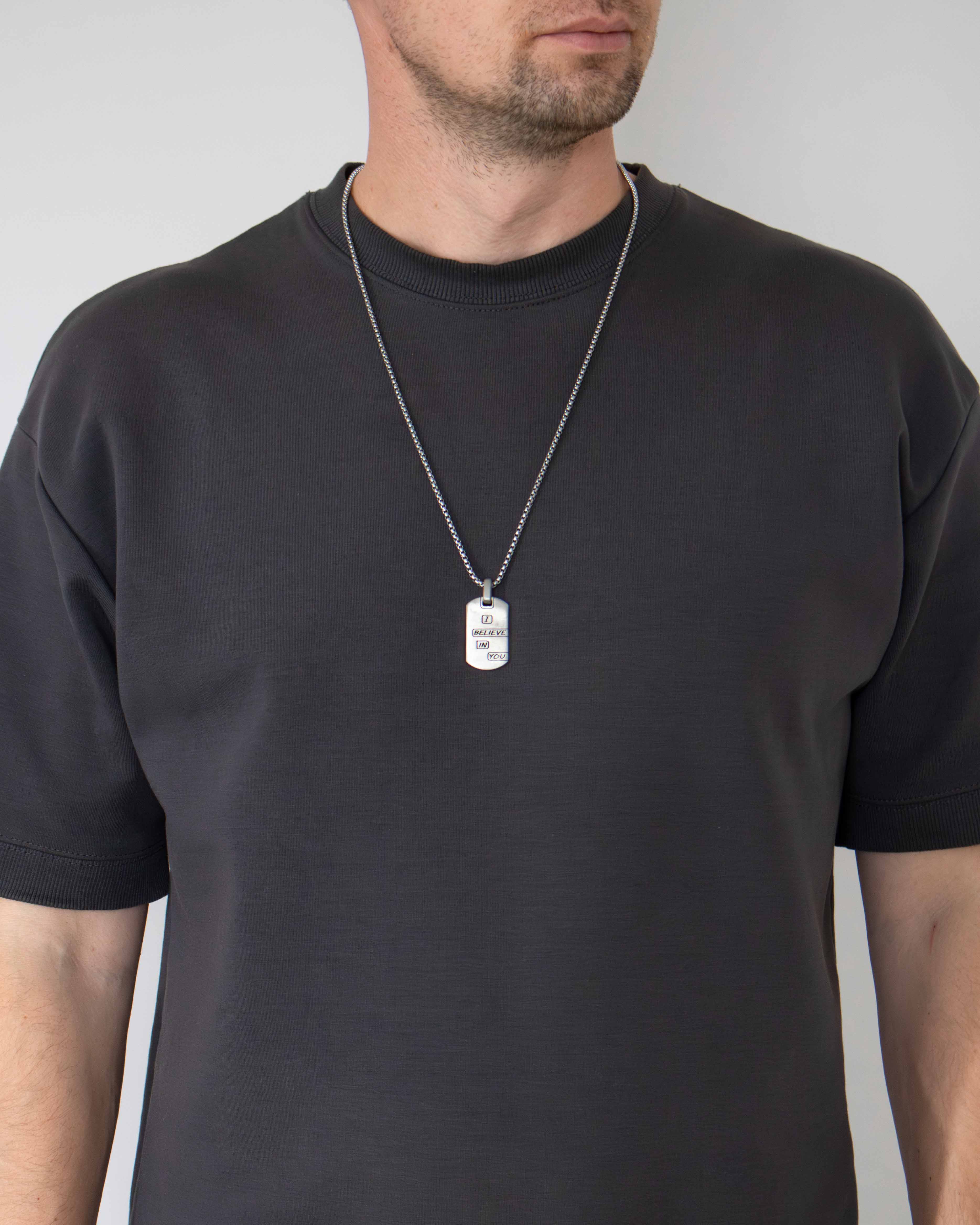 Silver Motivational Tag Pendant I Beleive in You