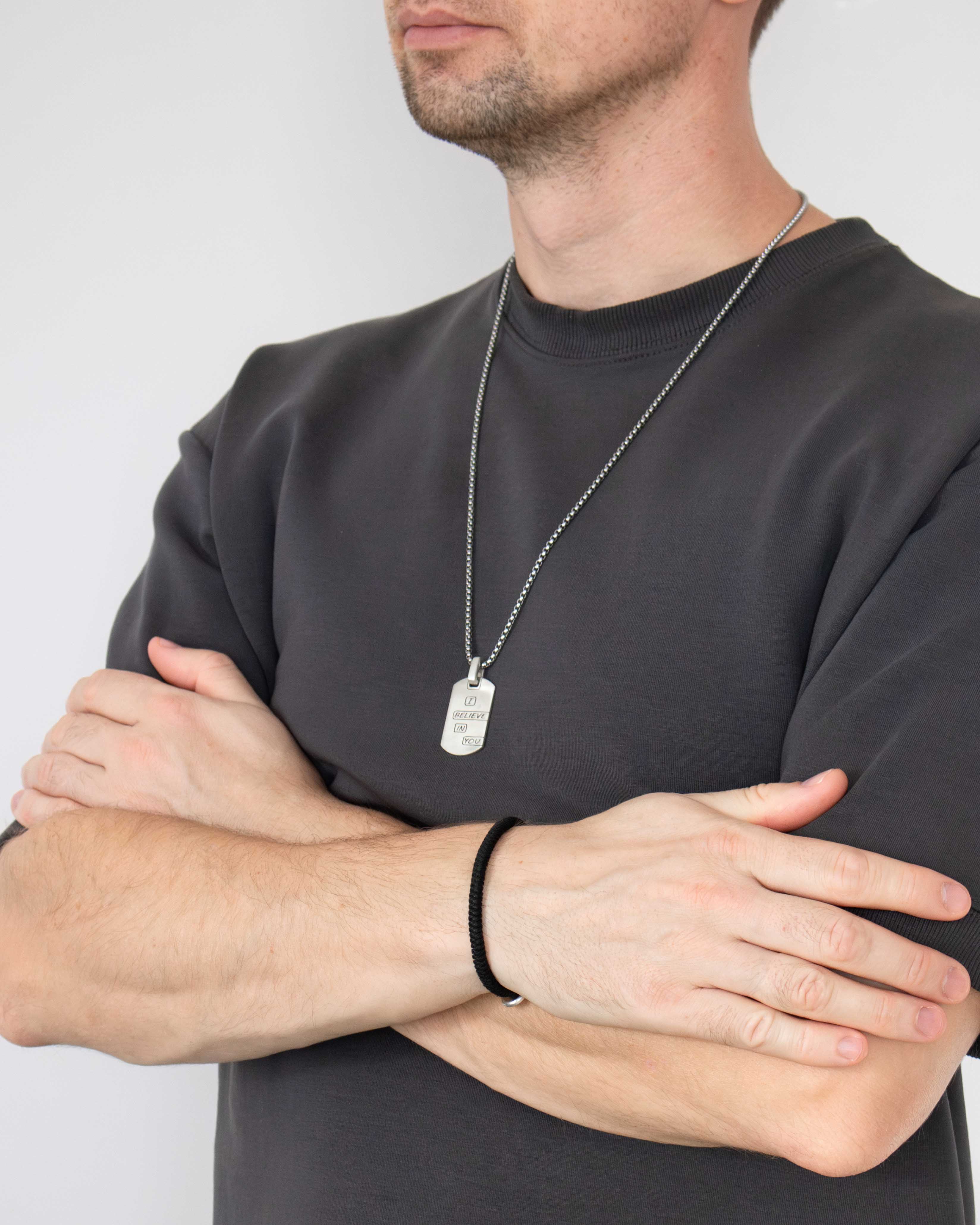 Silver Motivational Tag Pendant I Beleive in You