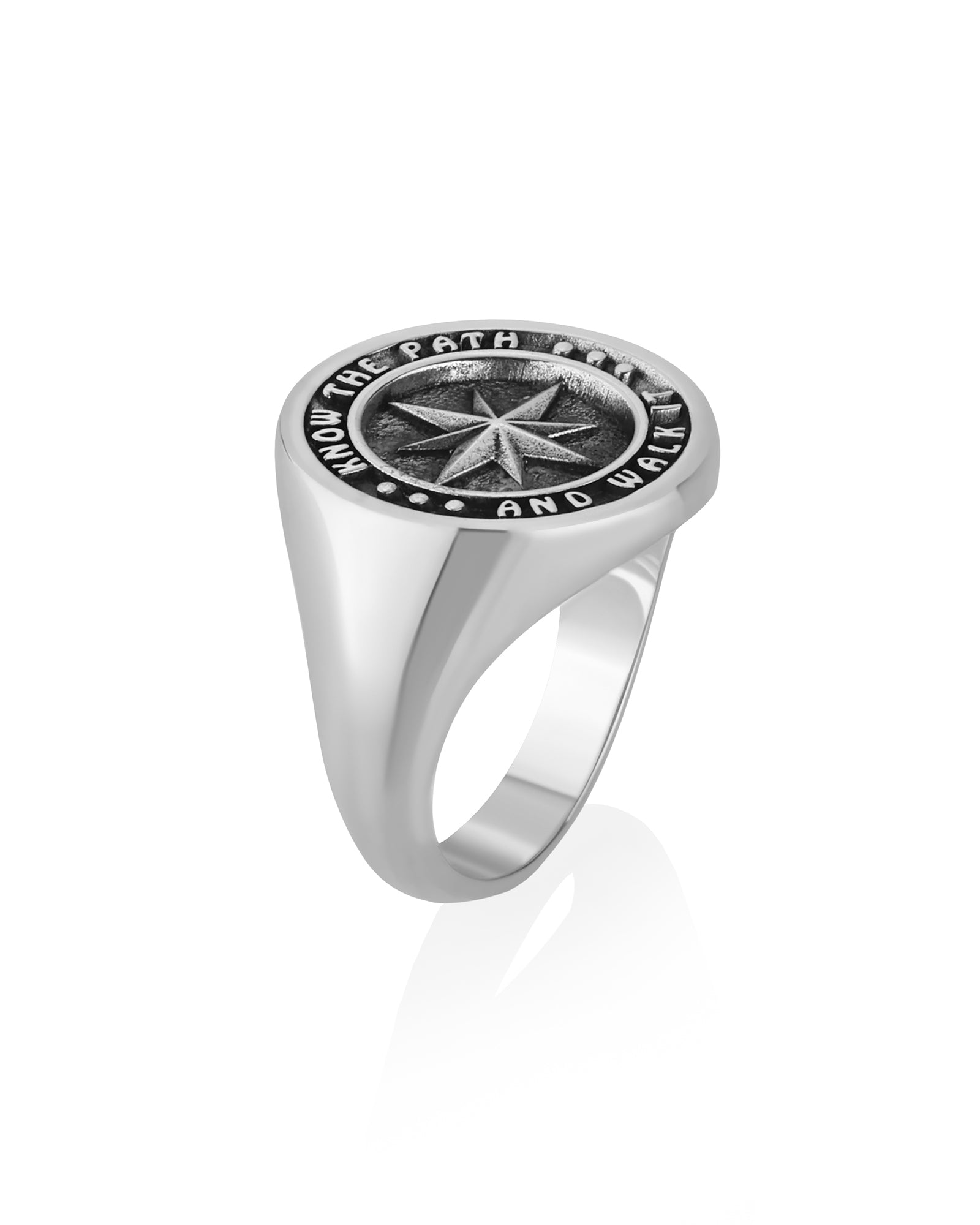 Motivational Signet Ring Star and Message Solid Silver