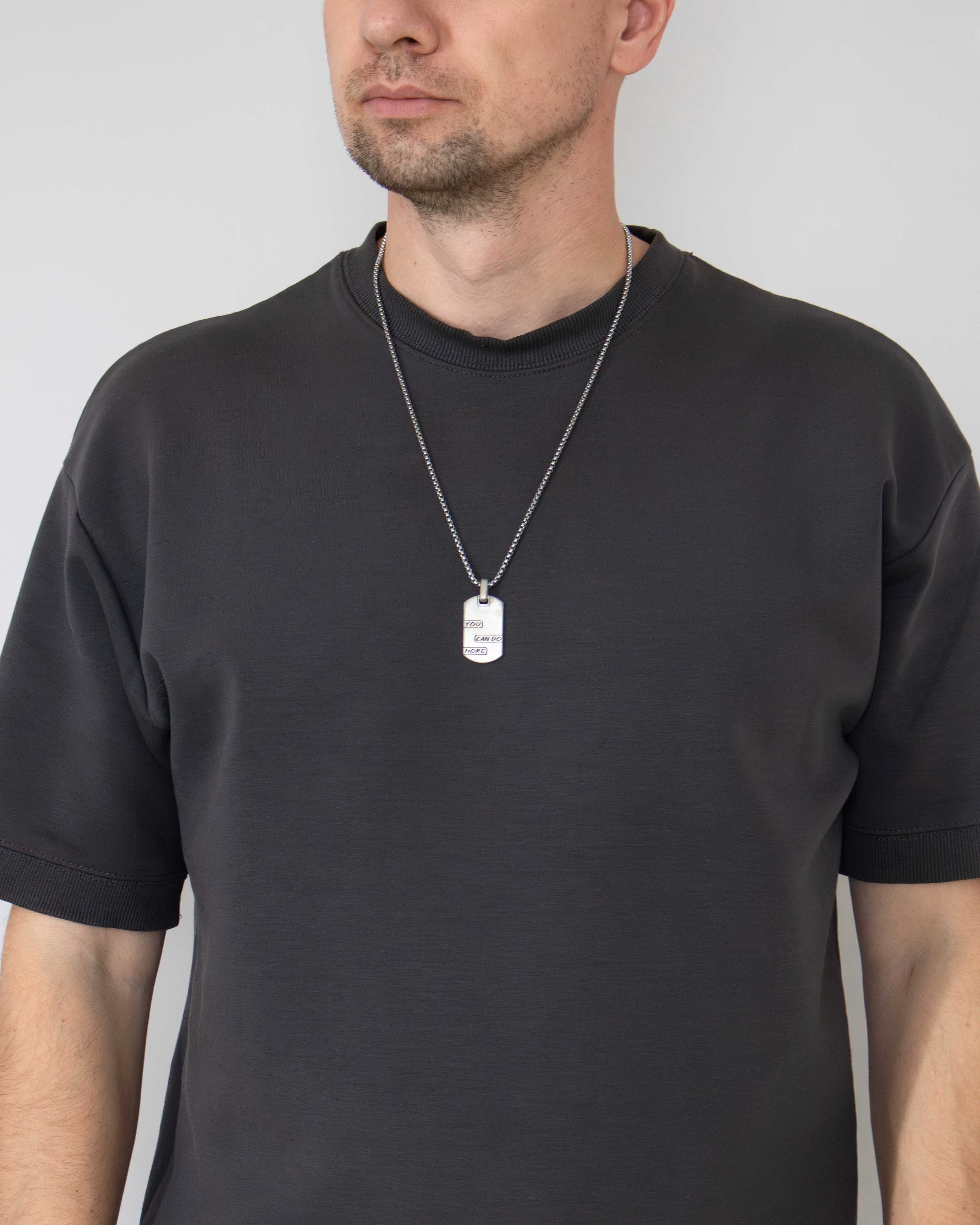 Motivational Dog Tag Pendant Silver You Can Do More
