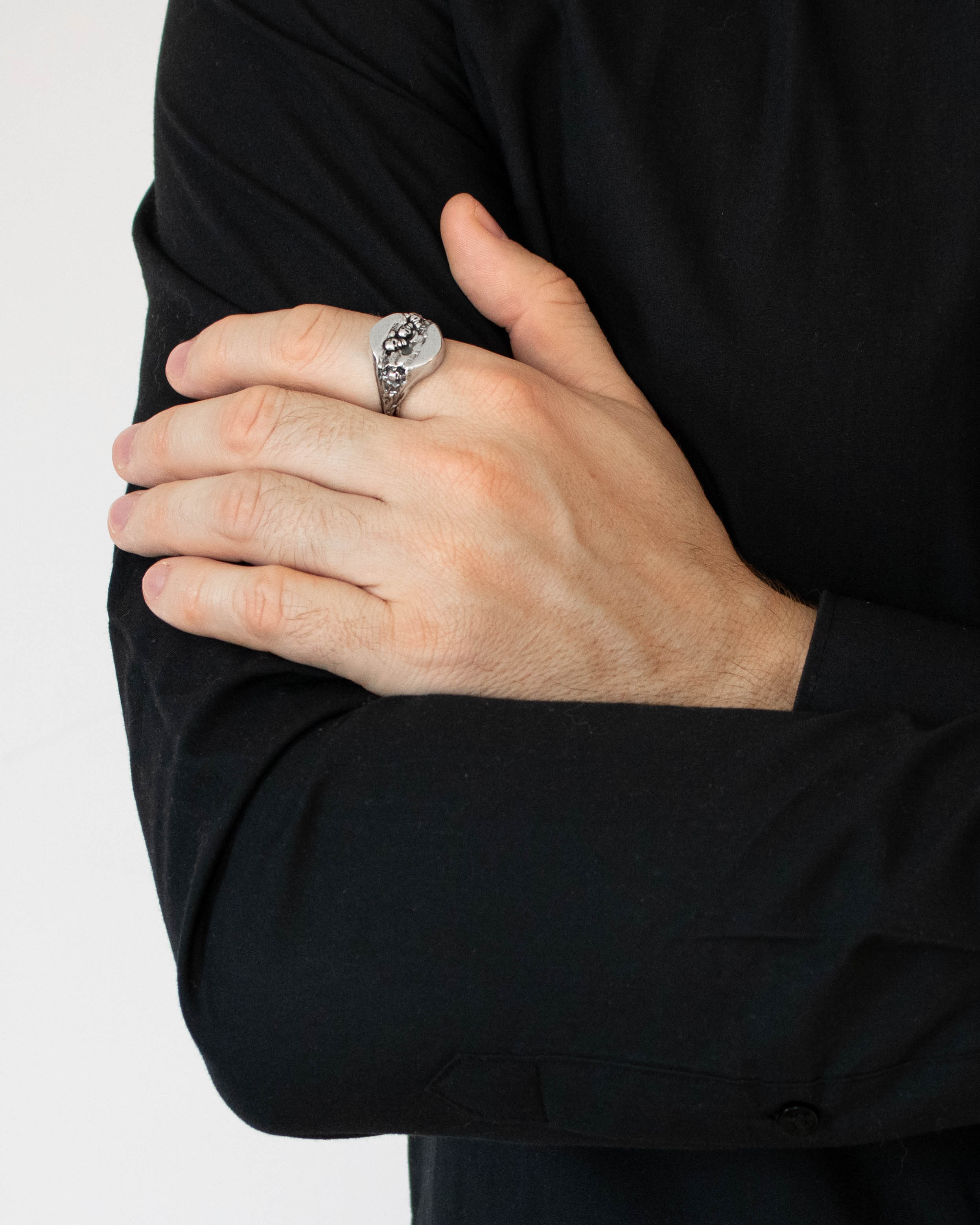 Skulls Signet Ring Unique Molten Texture Grunge Themed