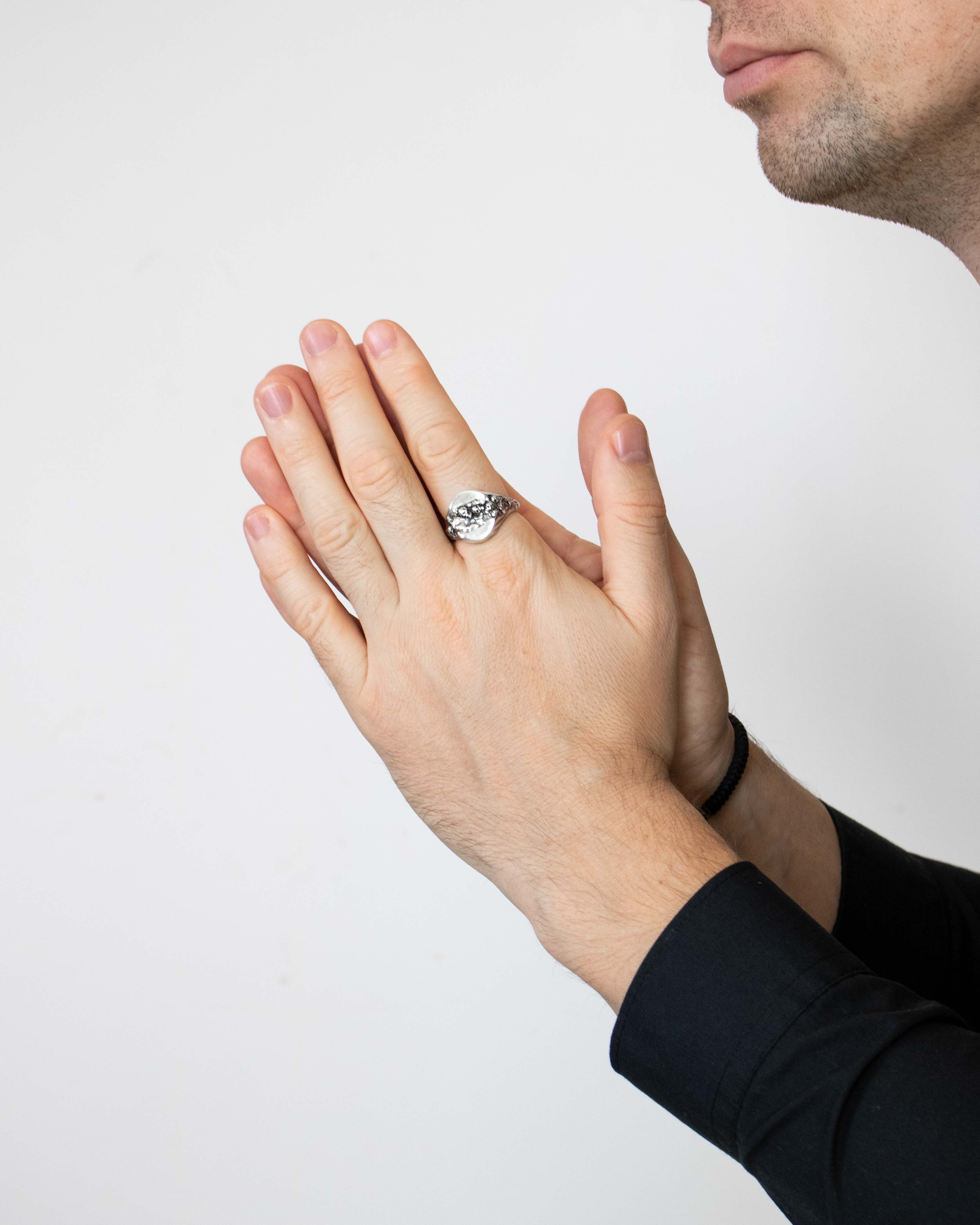 Skulls Signet Ring Unique Molten Texture Grunge Themed