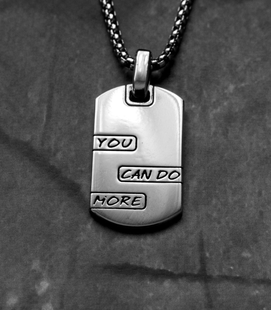 Motivational Dog Tag Pendant Silver You Can Do More