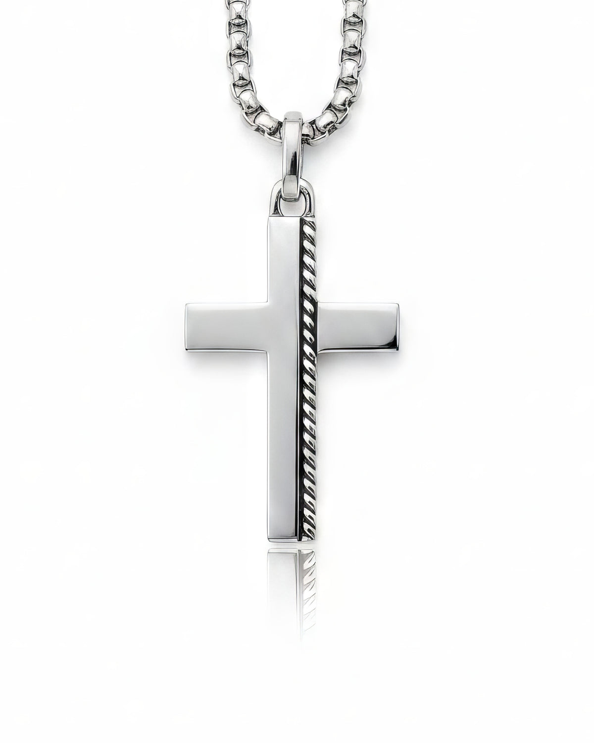 Minimalist Cross Necklace with Rope Sterling Silver