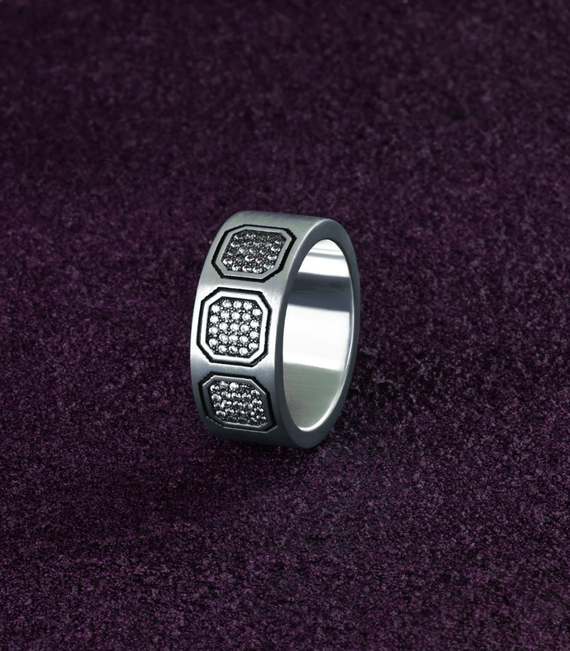 Elegant Silver Geometric Ring Diamonds Cubic Zirconia
