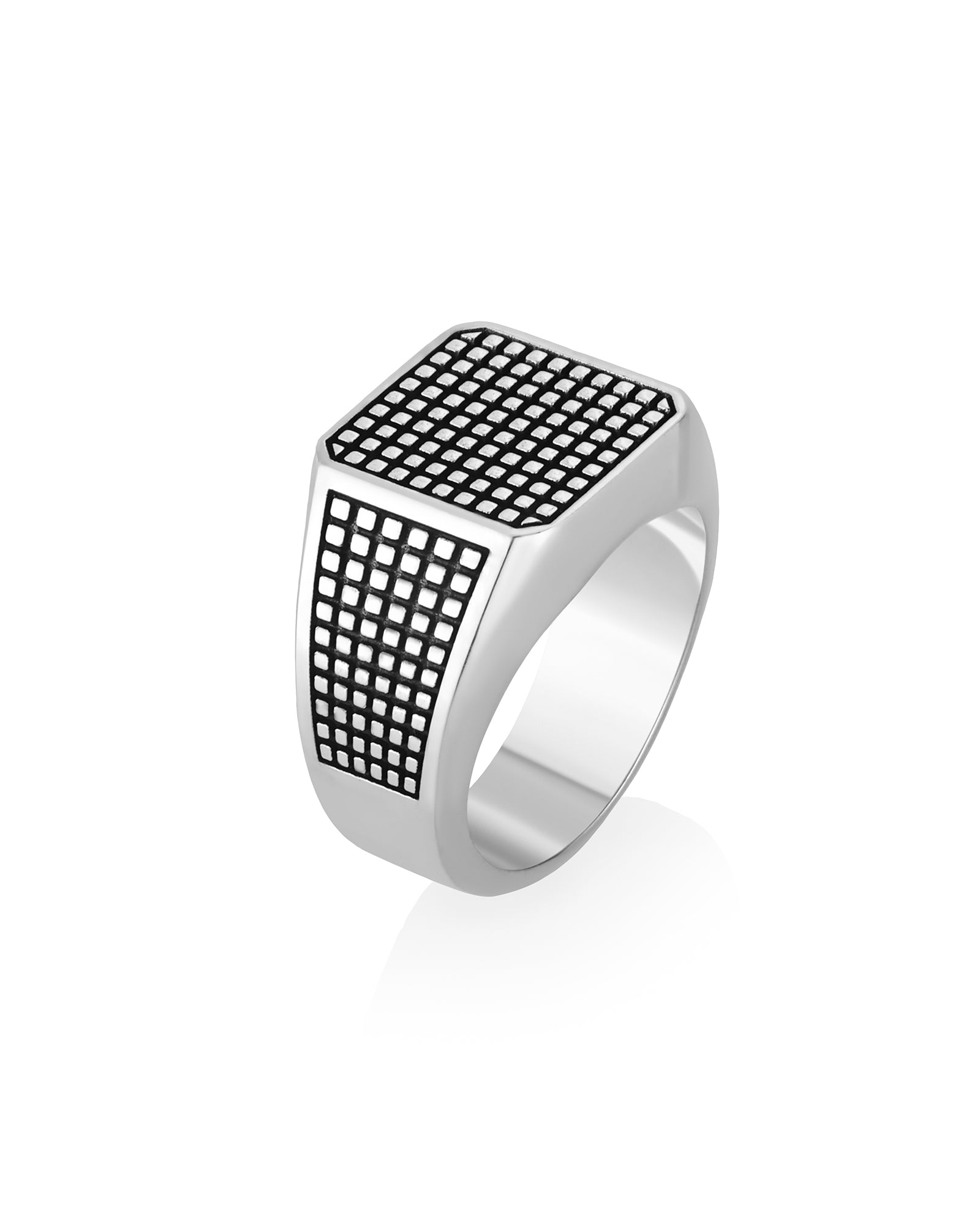 Unique Signet Ring with Polka Dot Pattern Silver 925
