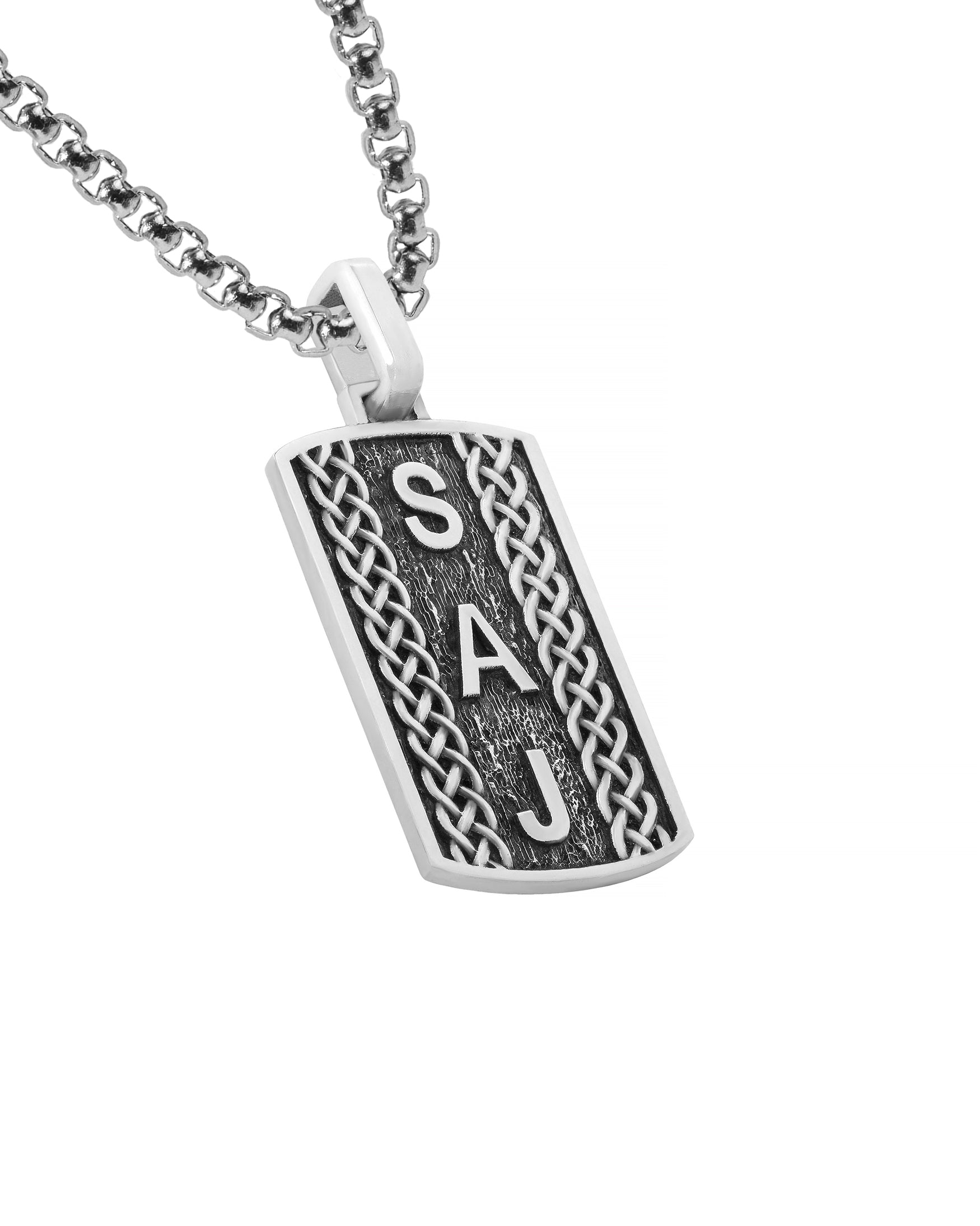 Personalized Initials Necklace with Celtic Knots Silver