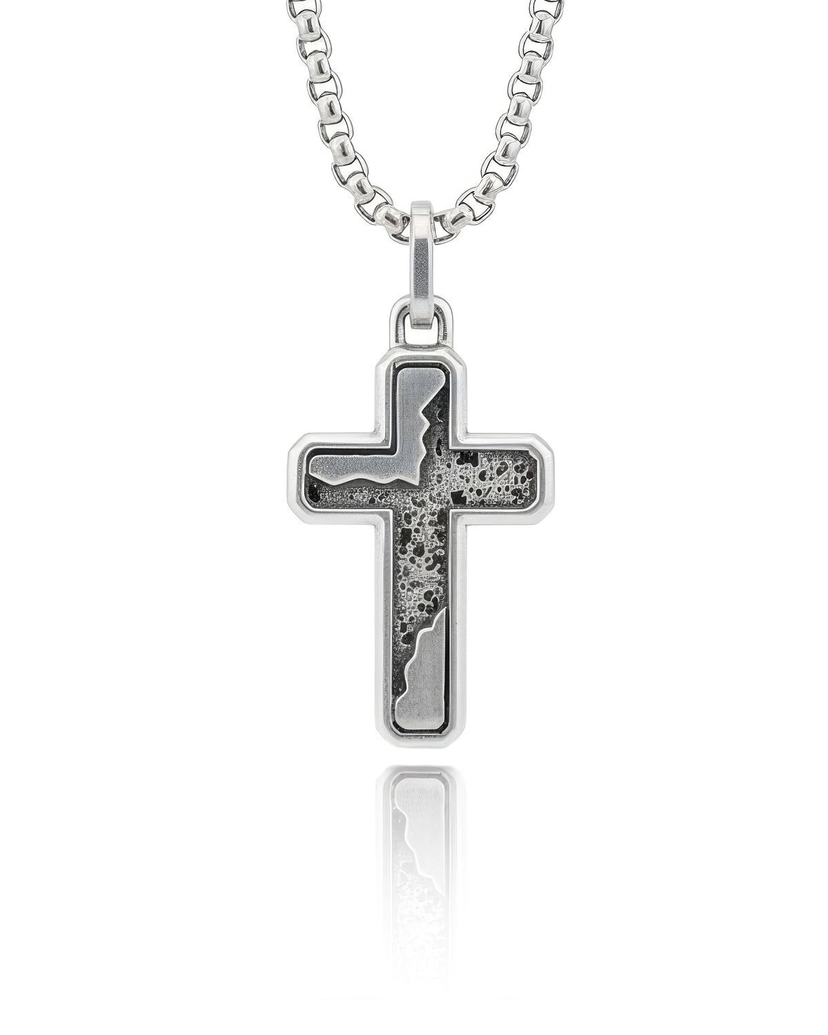 Molten Cross Necklace Sterling Silver Masculine Design