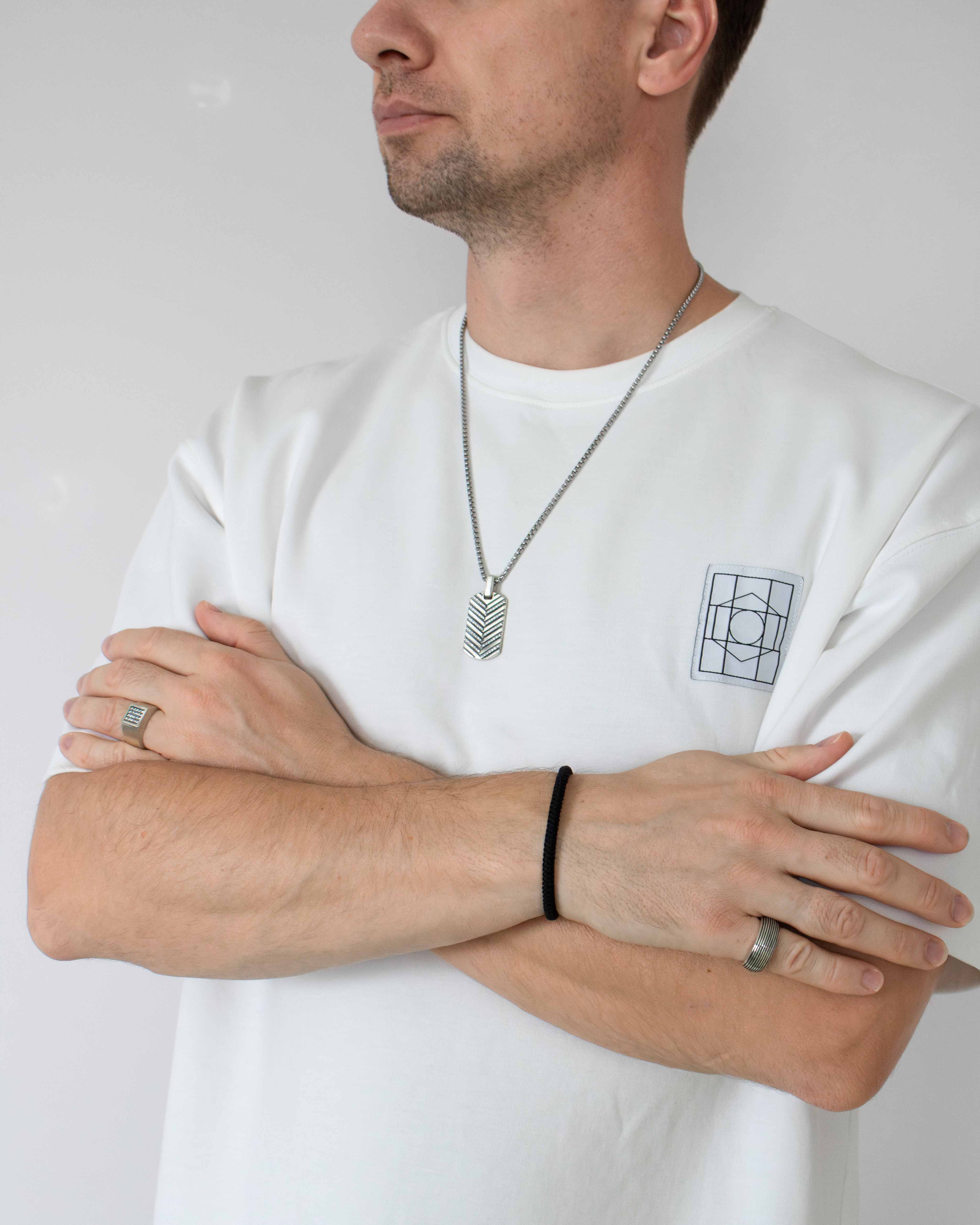 Solid Silver Chevron Pendant Necklace with Diamonds CZ