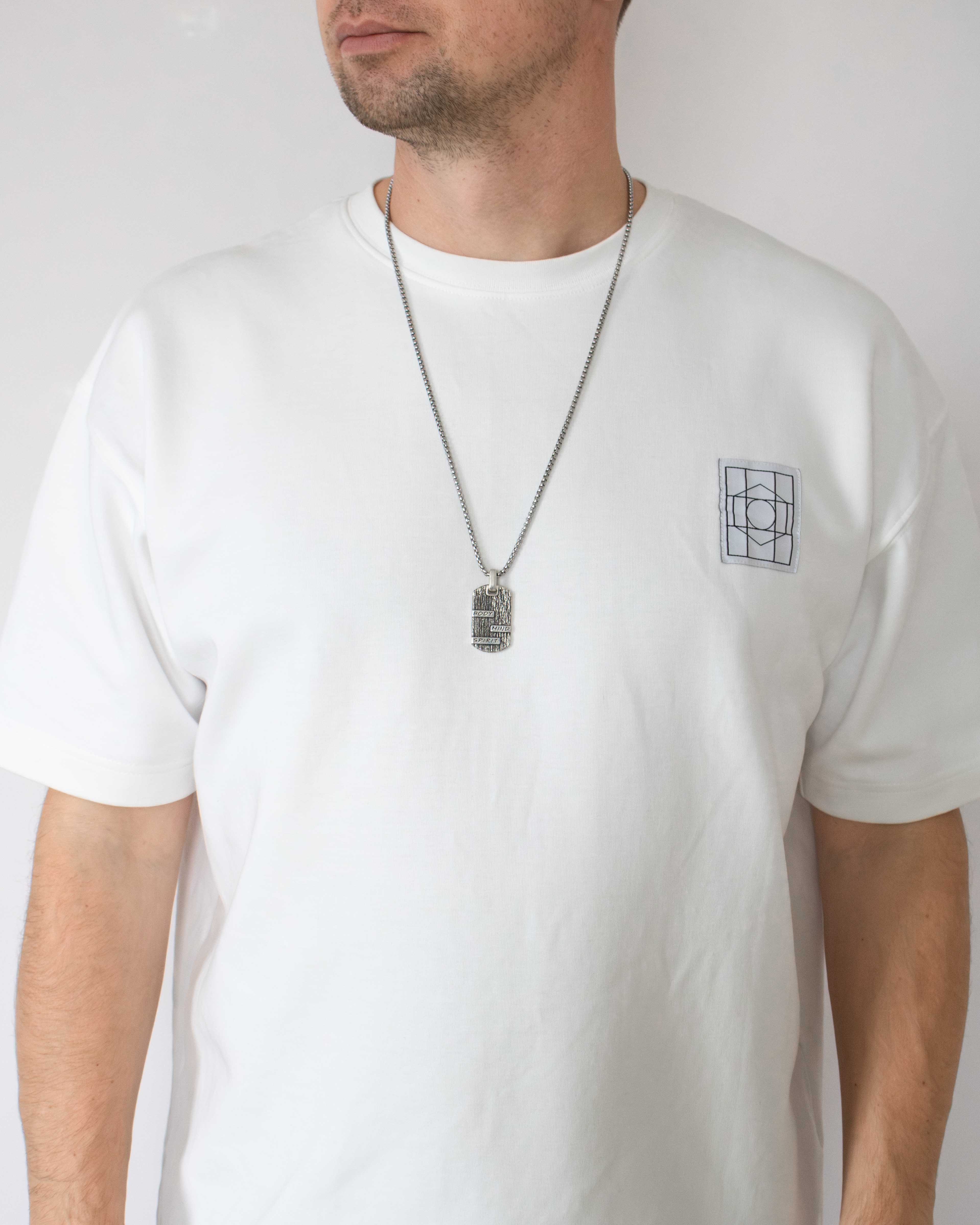 Wood Bark Silver Sublimation Tag Pendant for Men