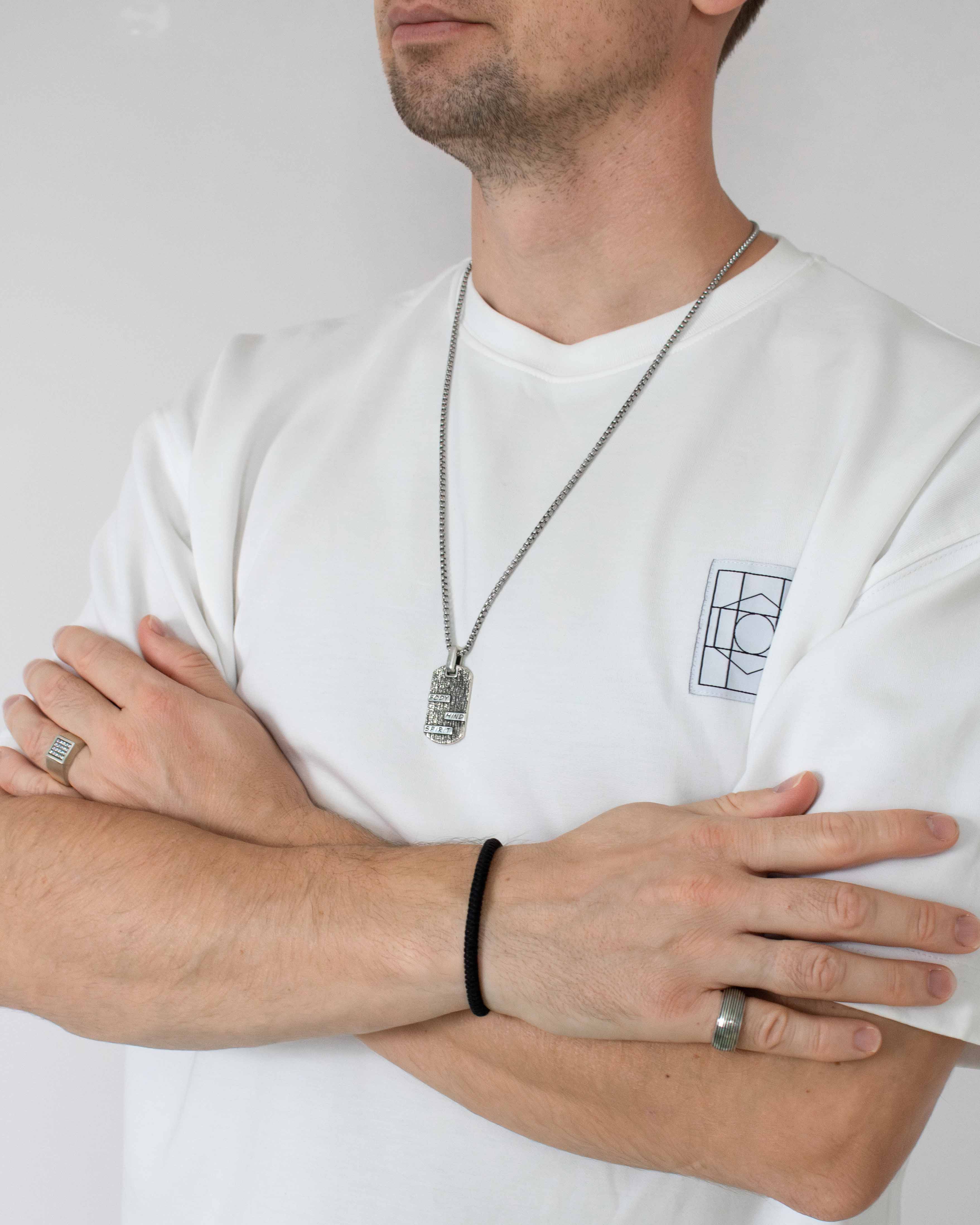 Wood Bark Silver Sublimation Tag Pendant for Men