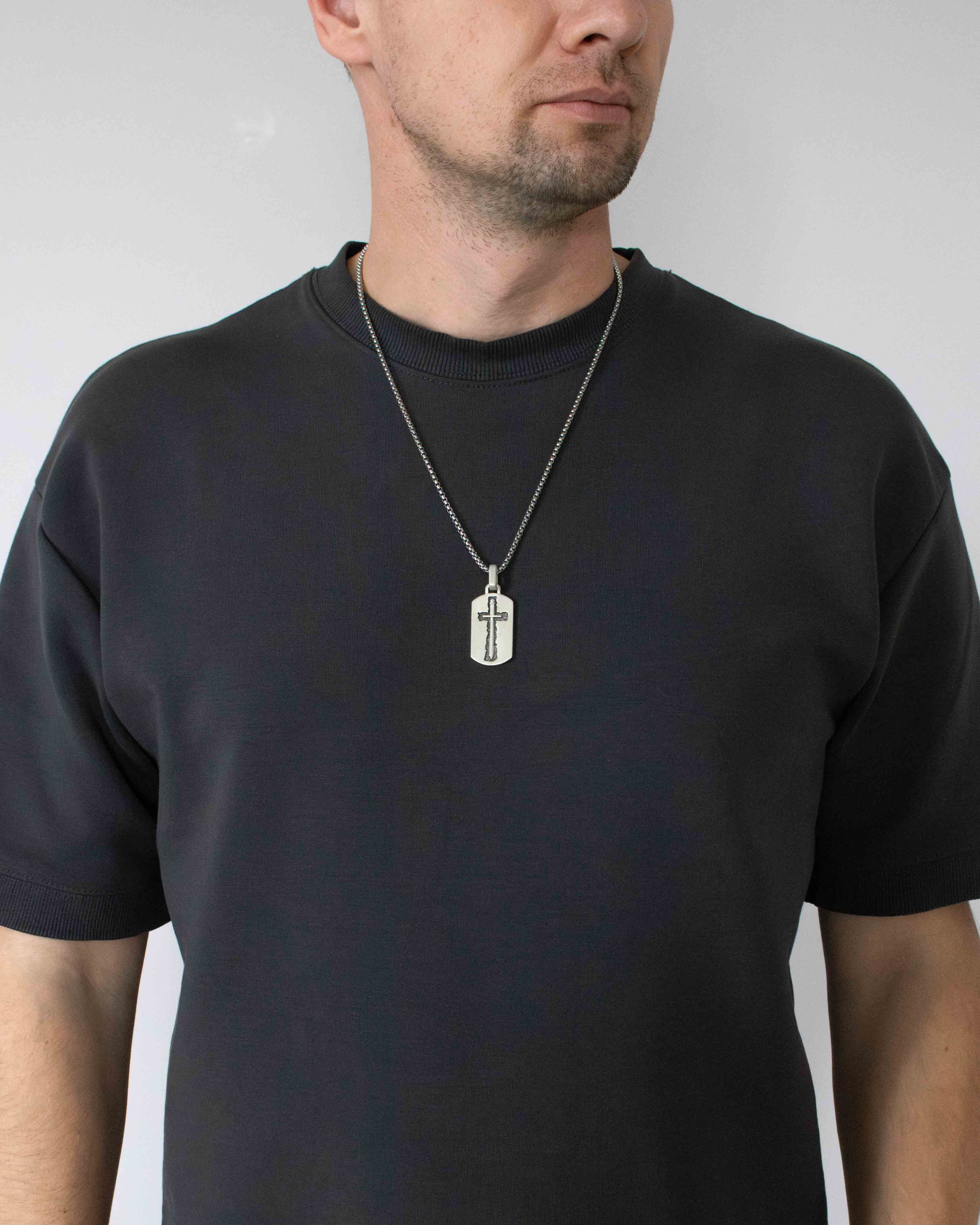 Templar Sword in Cross Pendant Necklace Solid Silver