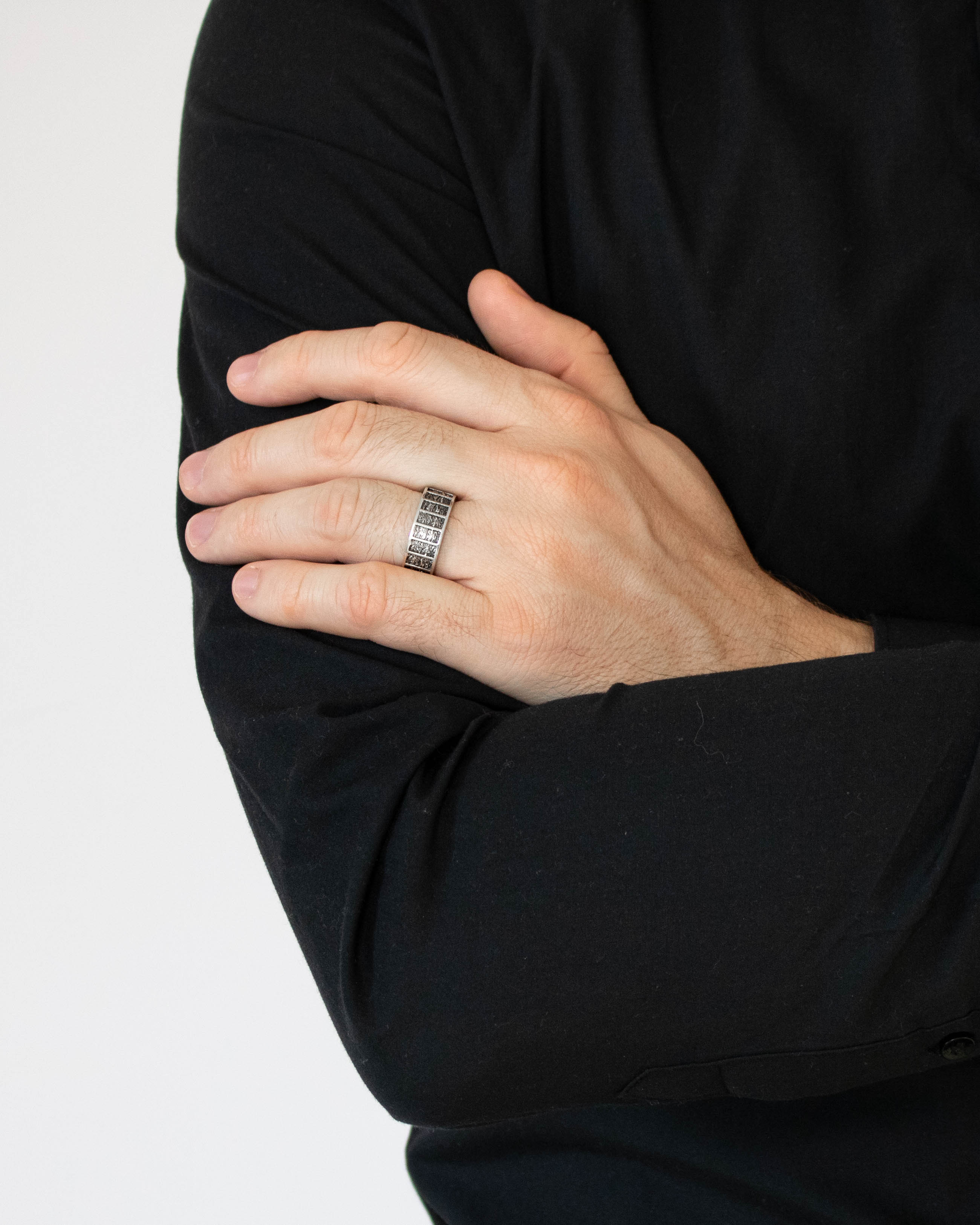 Hammered Silver Wedding Ring Geometric and Masculine