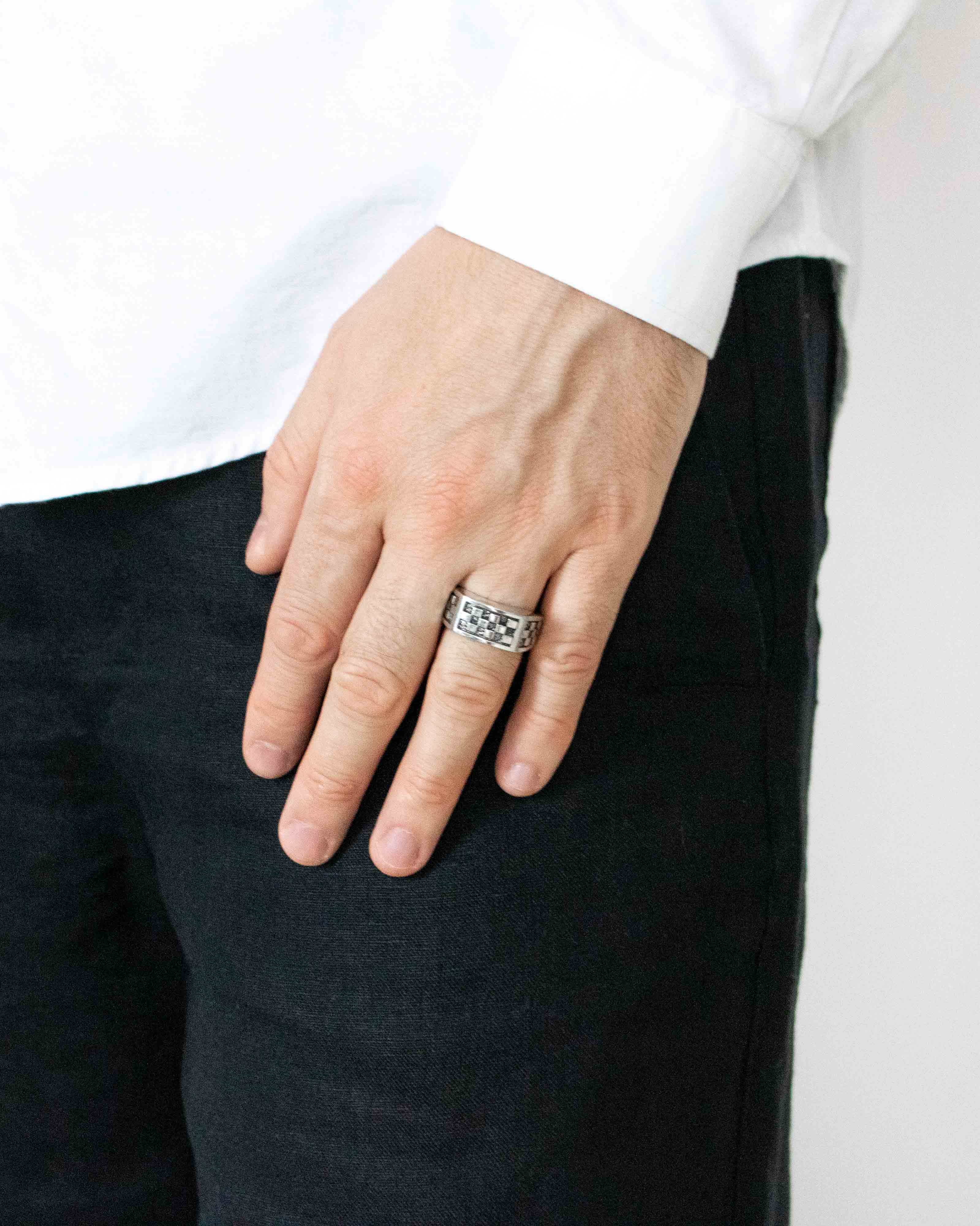 Chess Ring Sterling Silver Signet Mid Century inspired