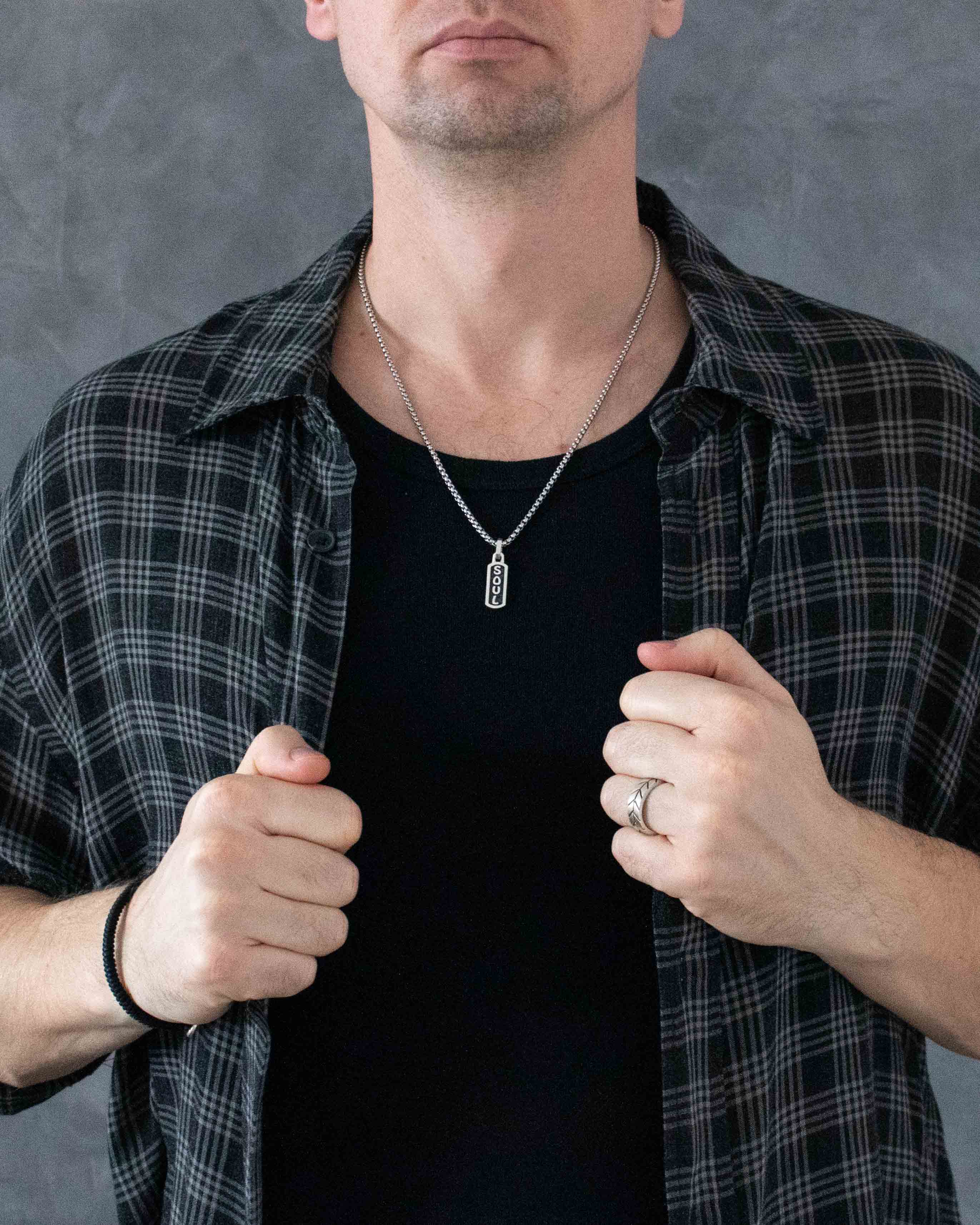 Small Talisman Necklace Pendant with Engraved Word SOUL