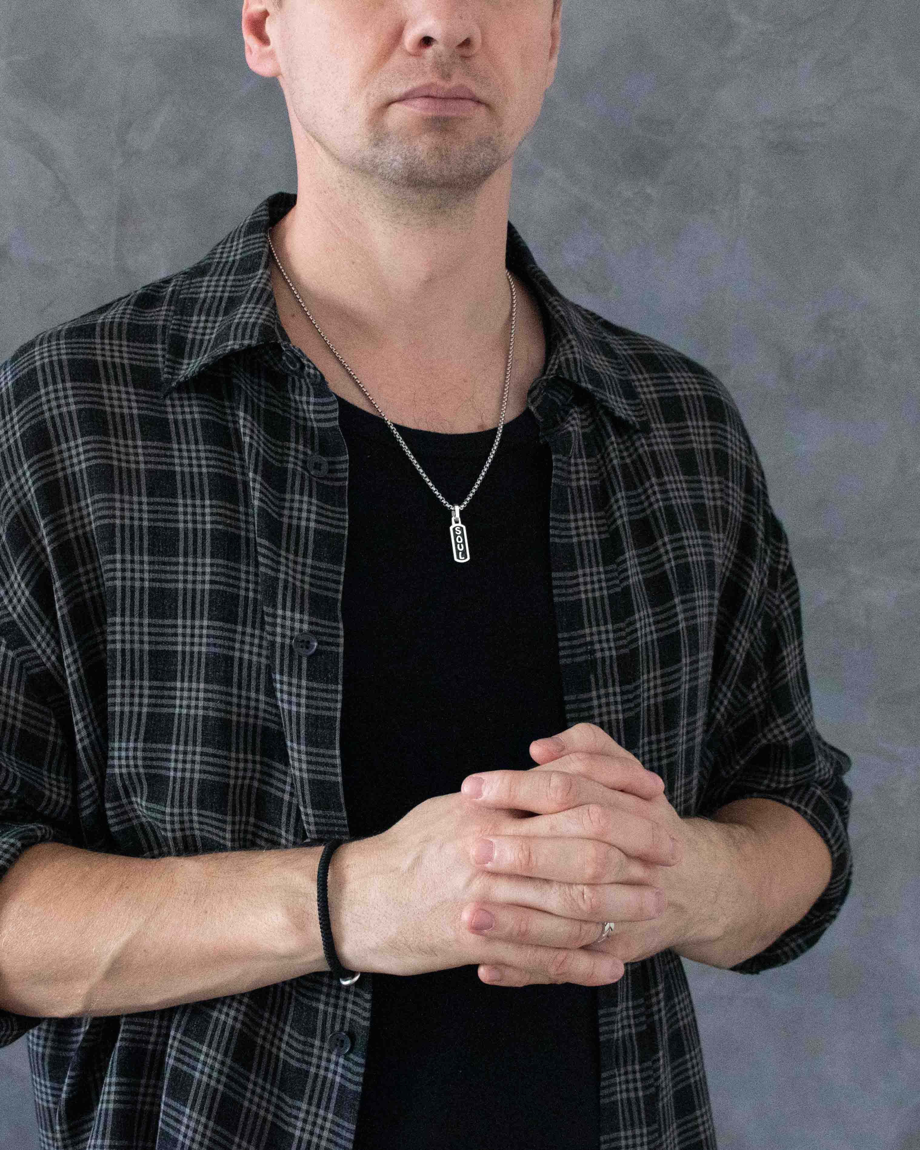 Small Talisman Necklace Pendant with Engraved Word SOUL