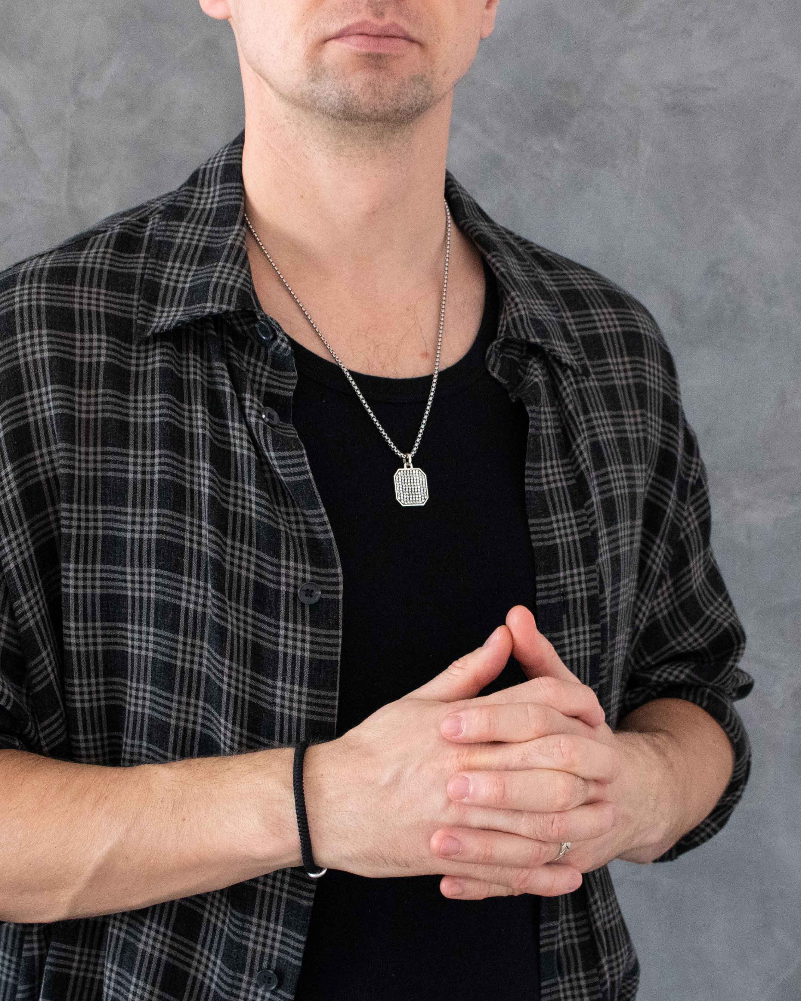 Cocktail Silver Pendant with Diamonds CZ Octagon Shape