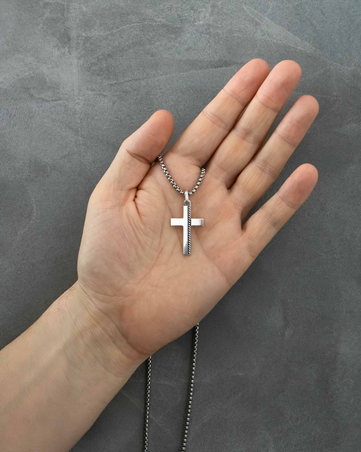 Minimalist Cross Necklace with Rope Sterling Silver