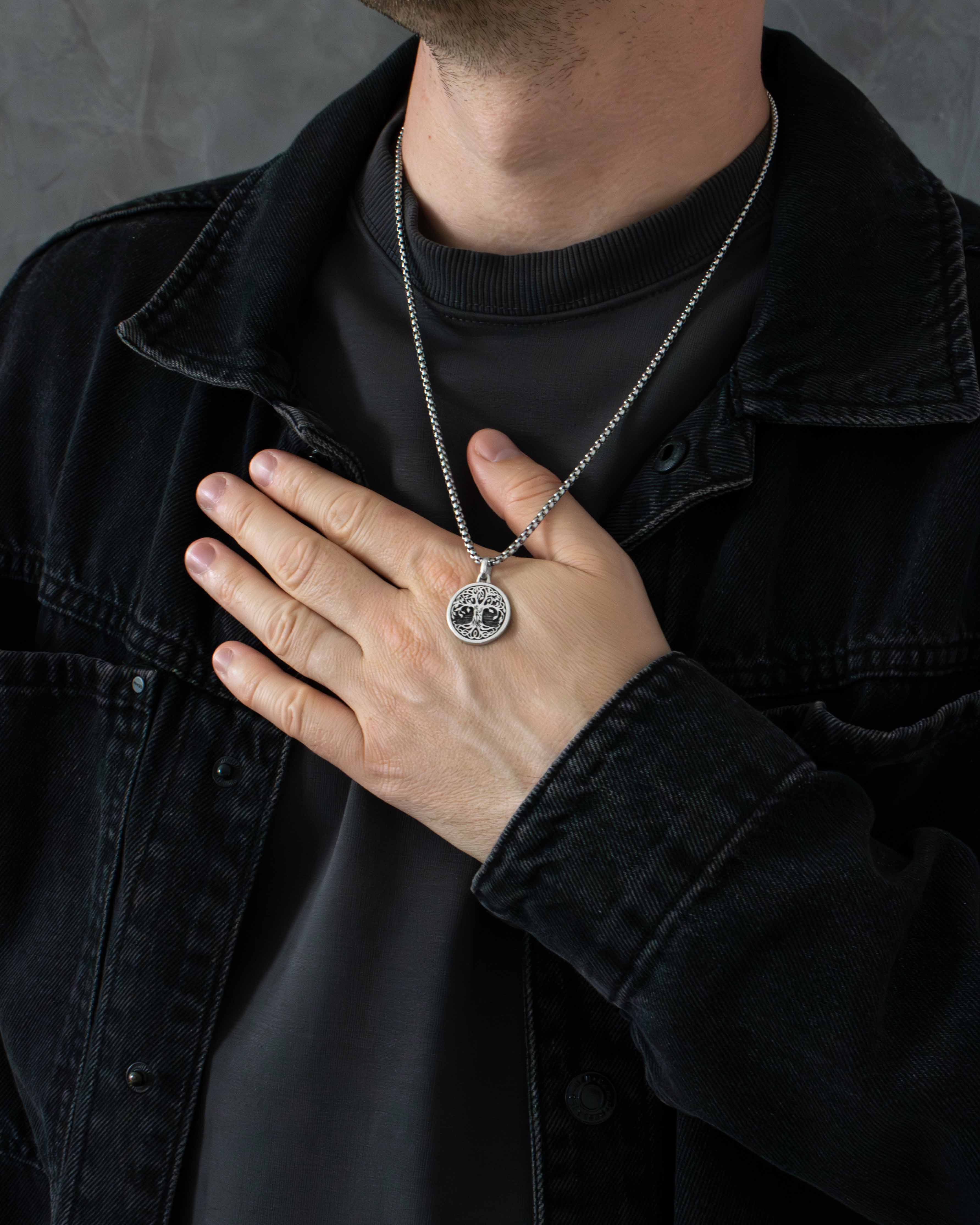 Yggdrasil Pendant Necklace Silver Symbolic Norse Tree