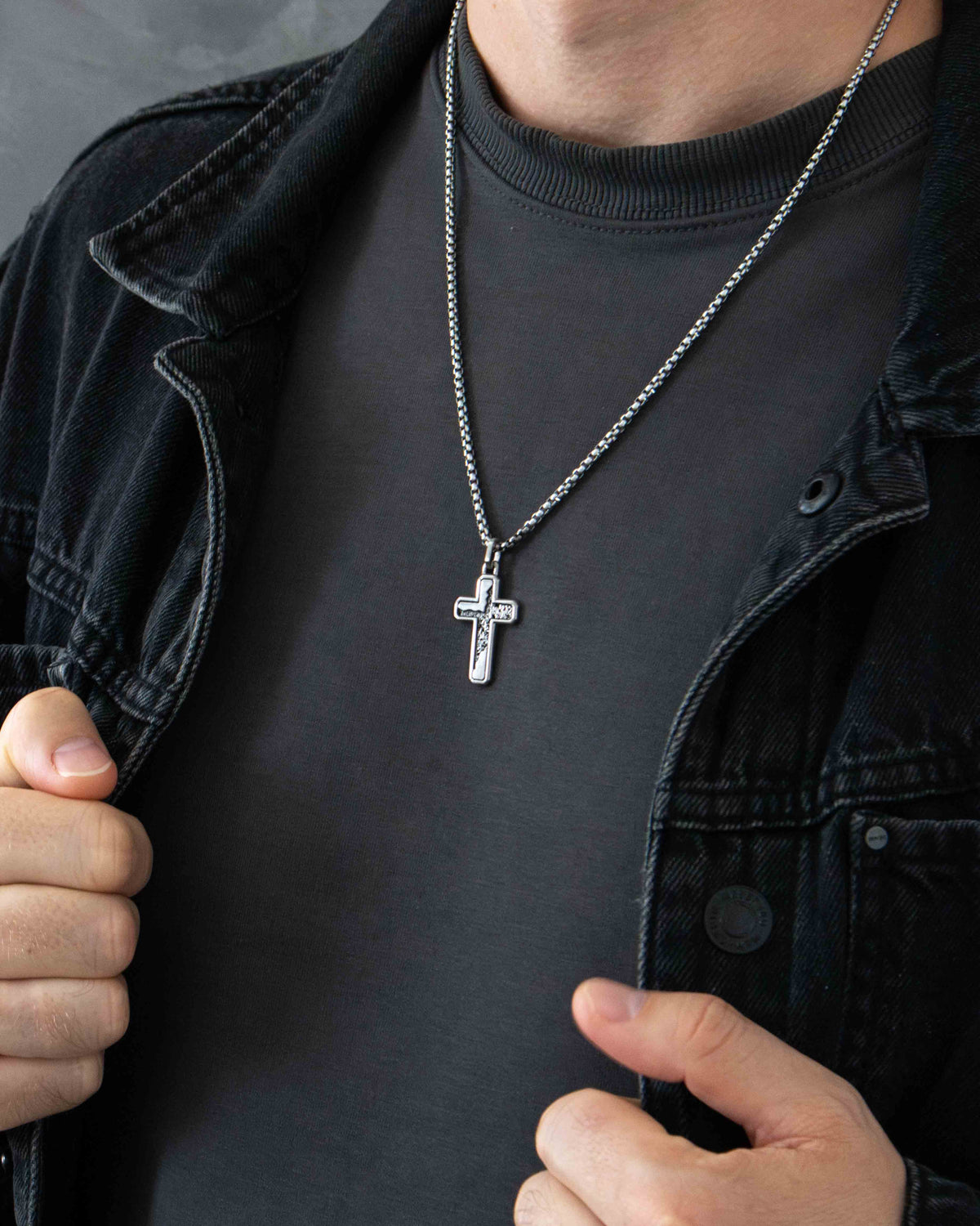 Molten Cross Necklace Sterling Silver Masculine Design