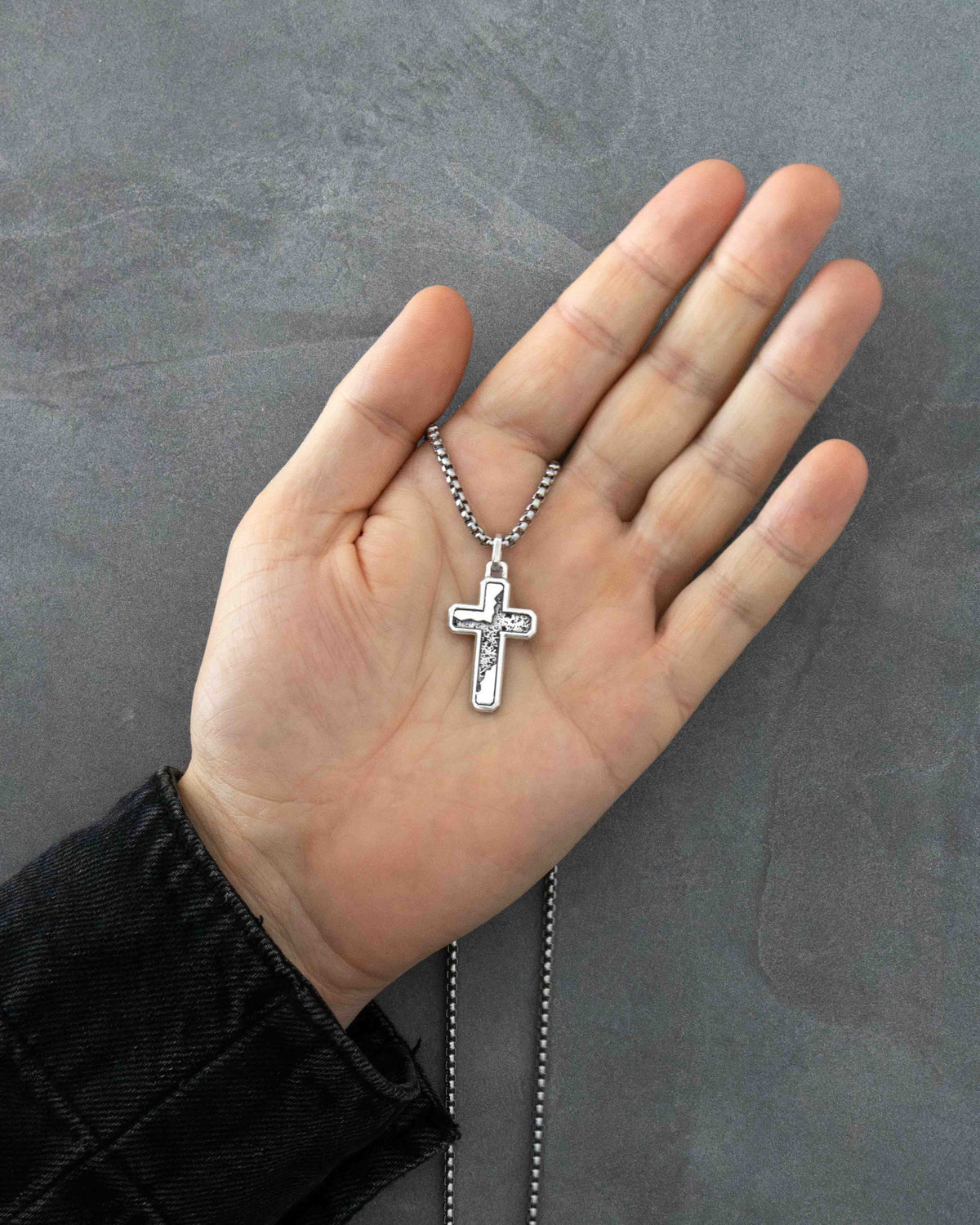 Molten Cross Necklace Sterling Silver Masculine Design