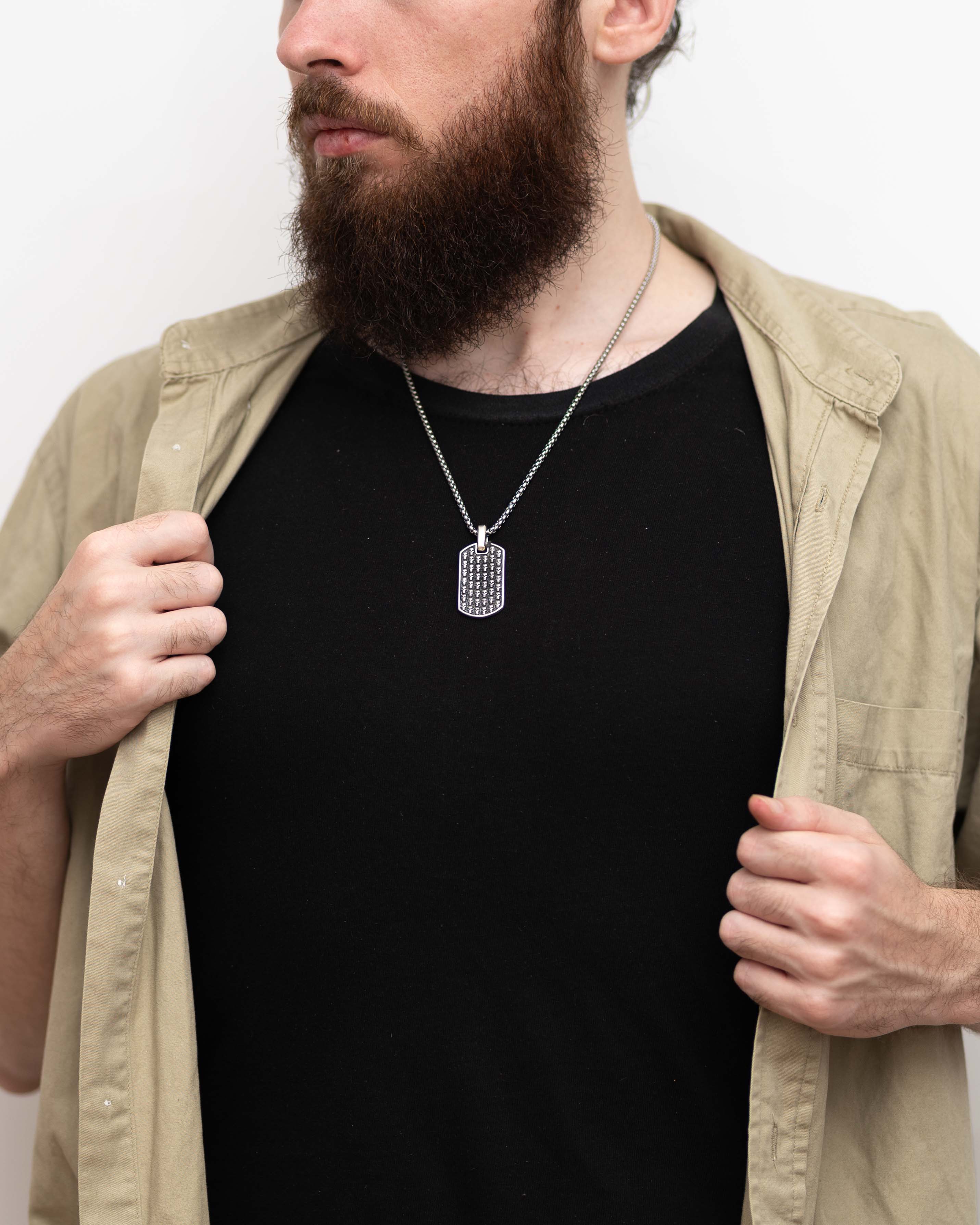 Small Skulls Dog Tag Pendant Silver Gothic Style