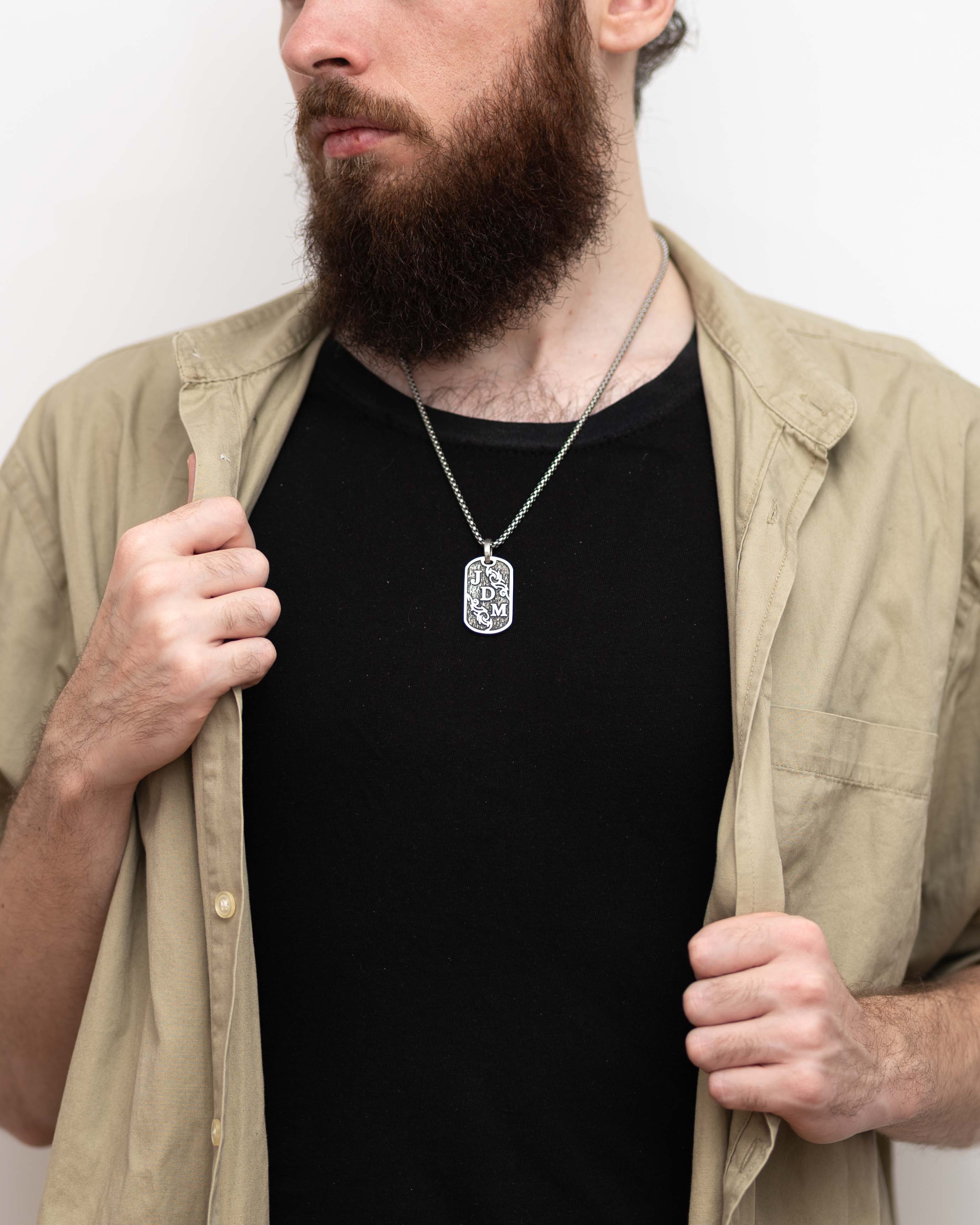 Mens Custom Pendant with Three Initials Viking inspired