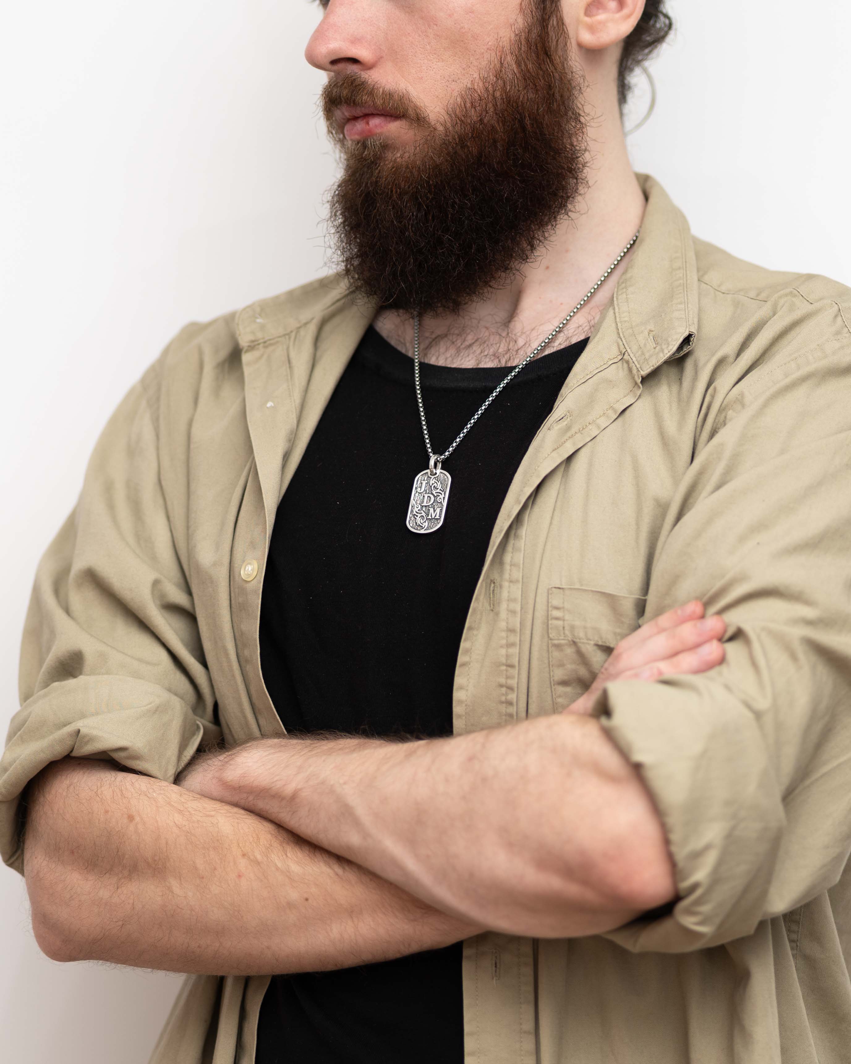 Mens Custom Pendant with Three Initials Viking inspired