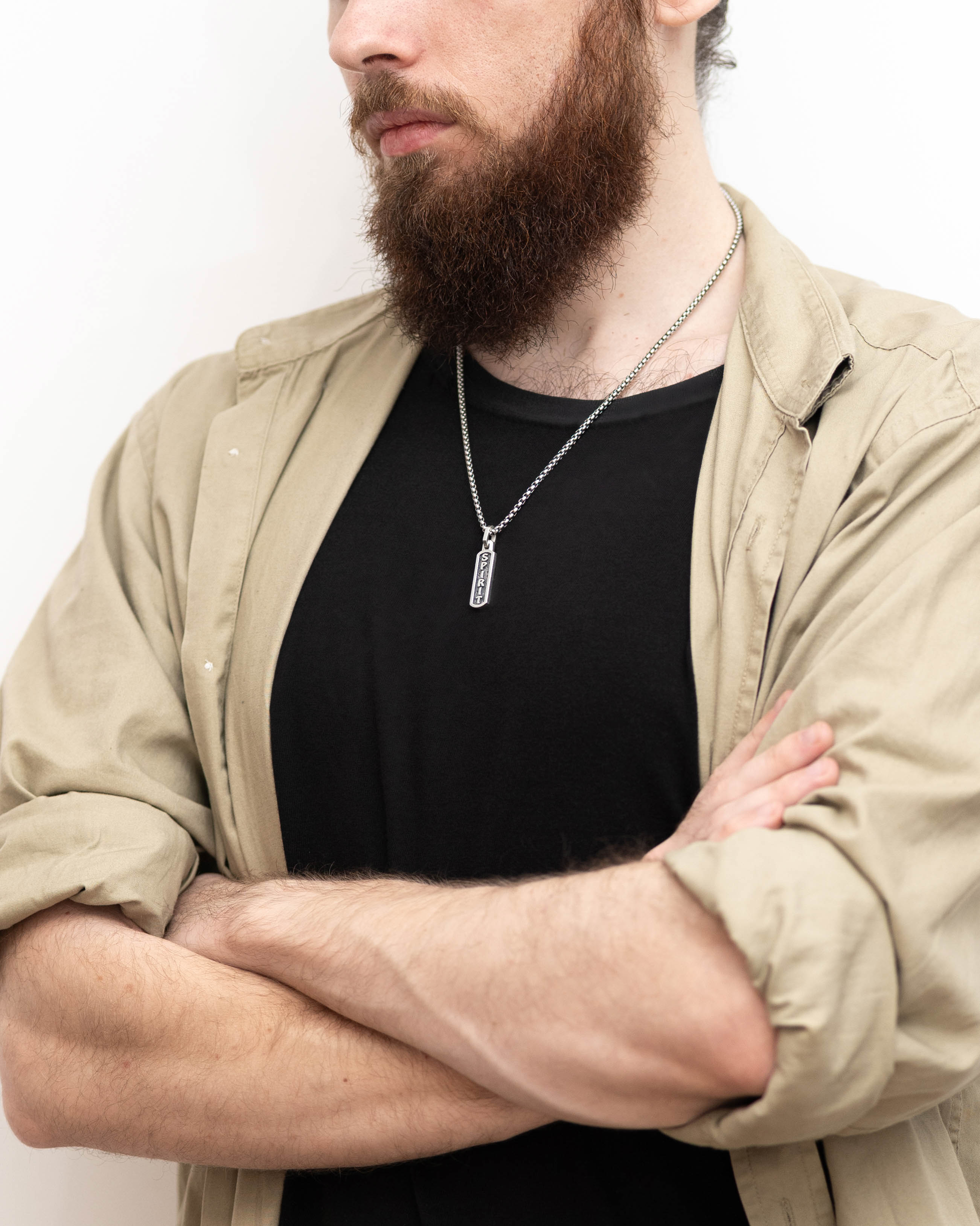 Engraved Word SPIRIT Small Message Necklace Silver