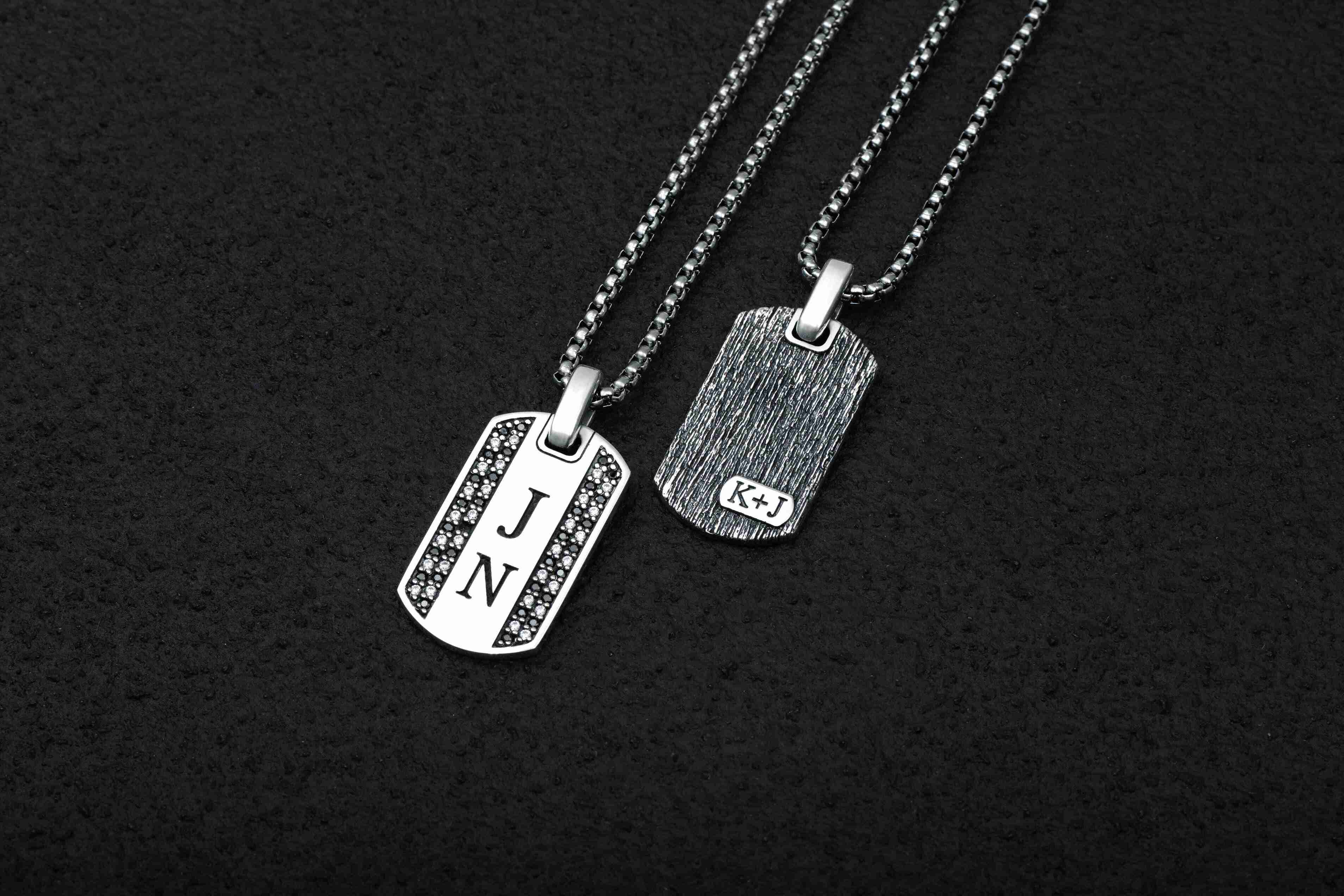 See mens initial pendant necklaces handcrafted in solid silver