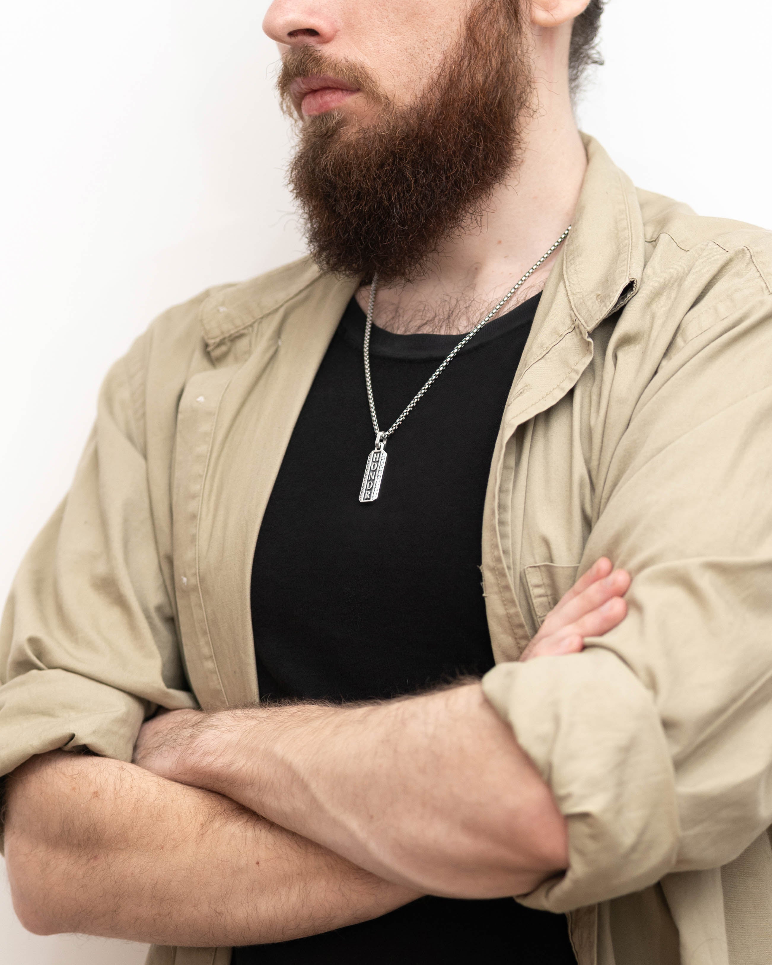 HONOR Word Necklace with Diamonds CZ Sterling Silver