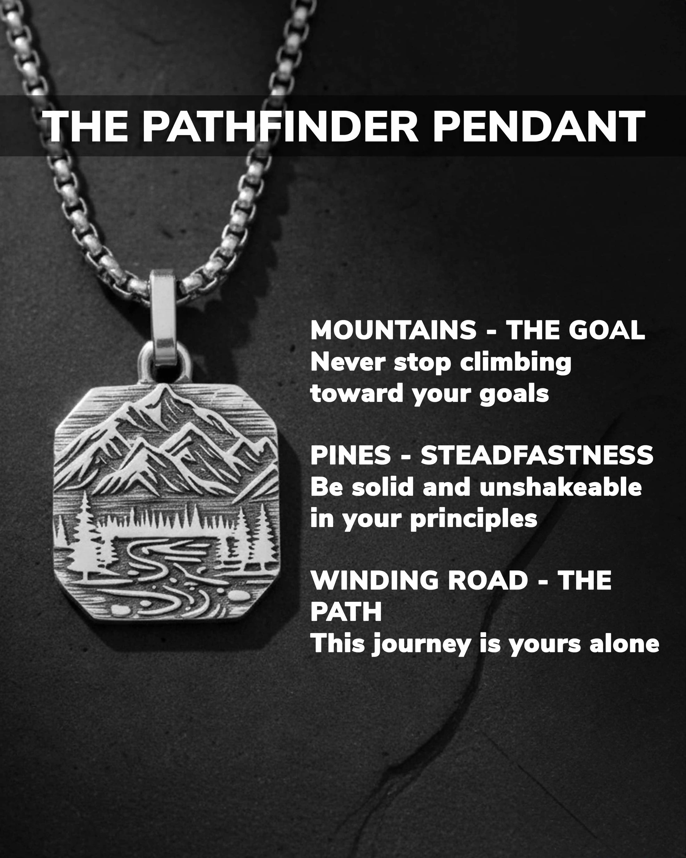 Mountains and Forest Pendant Octagonal Shape Silver