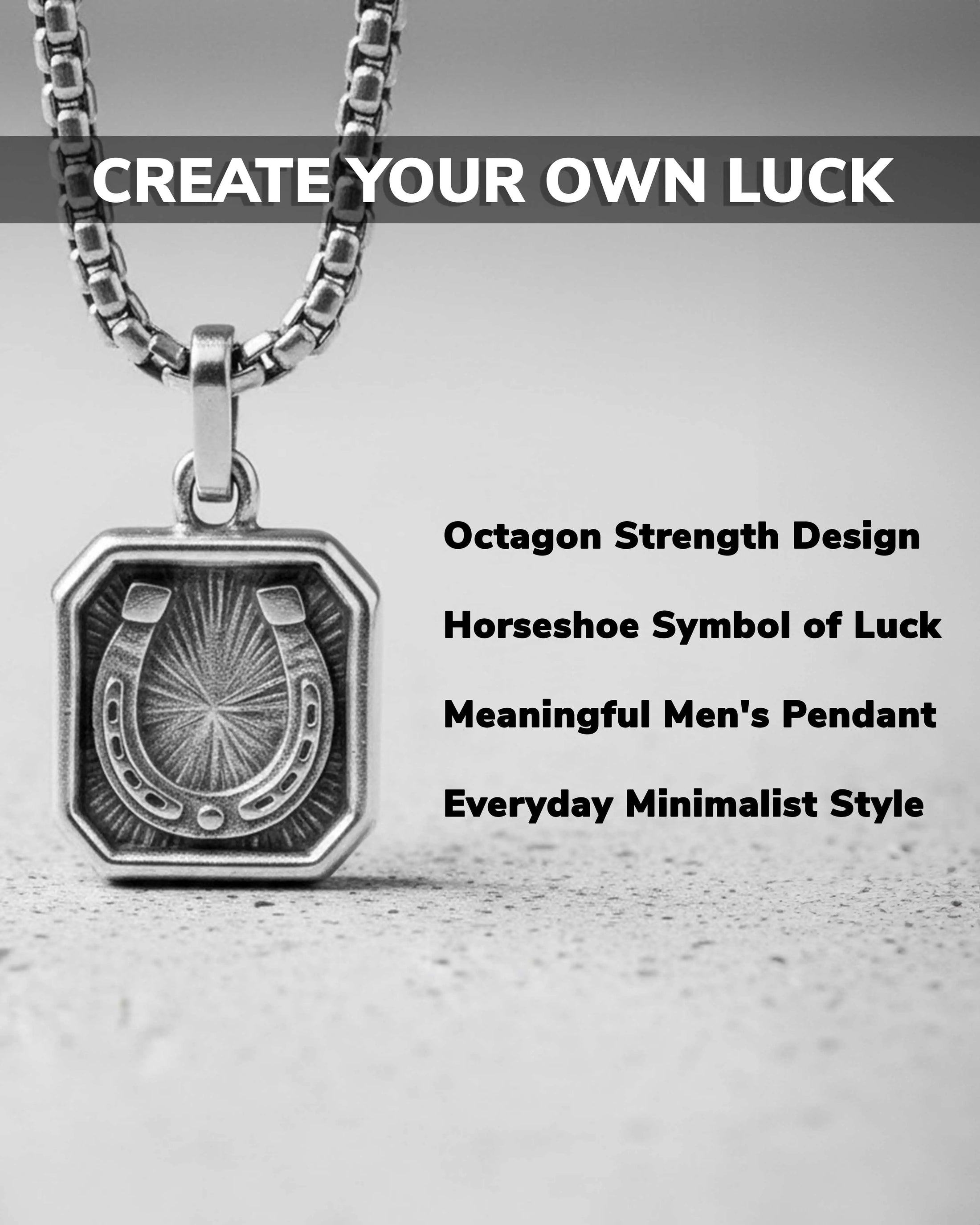 Horseshoe Pendant Silver Amulet for Luck & Prosperity