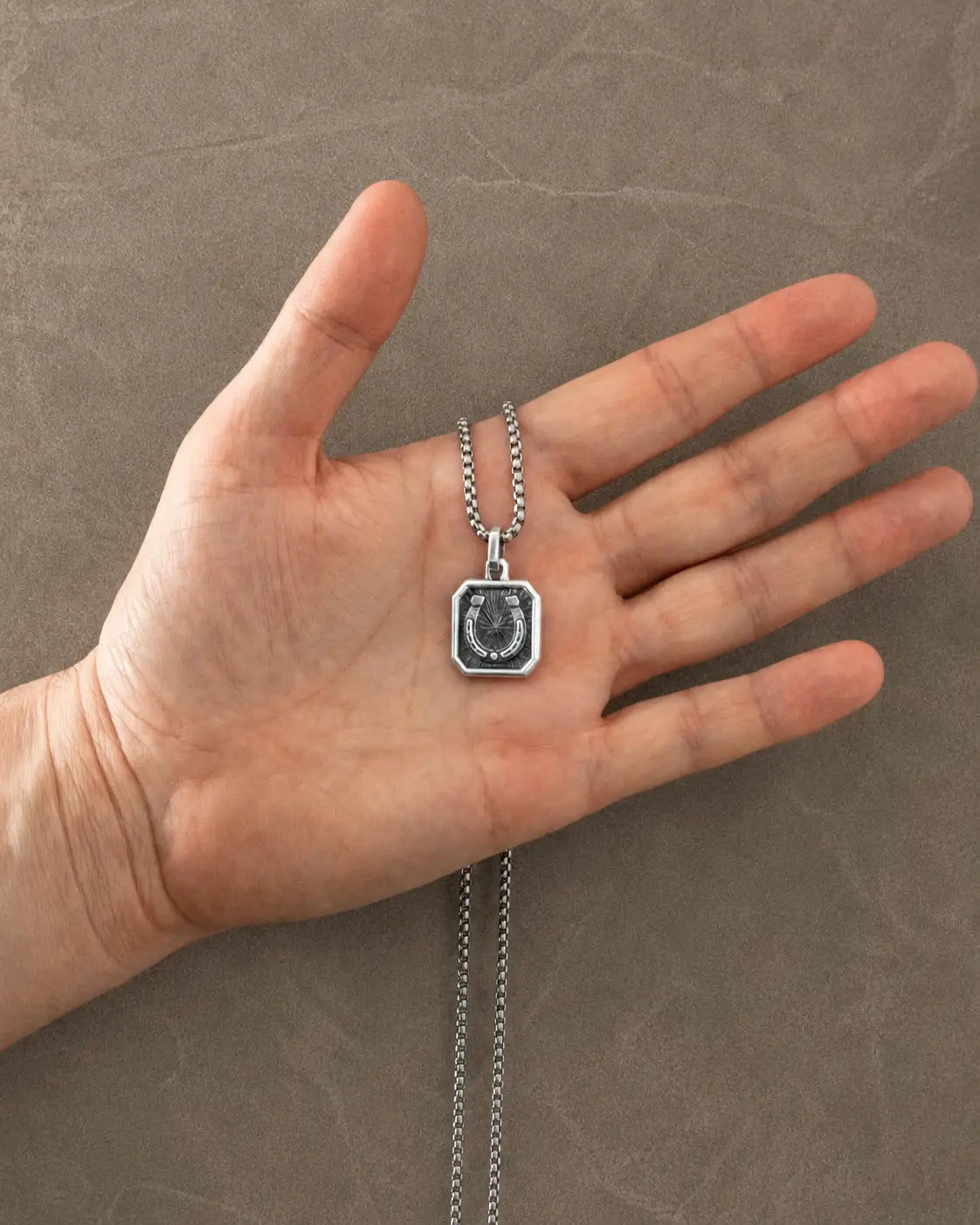 Horseshoe Pendant Silver Amulet for Luck & Prosperity