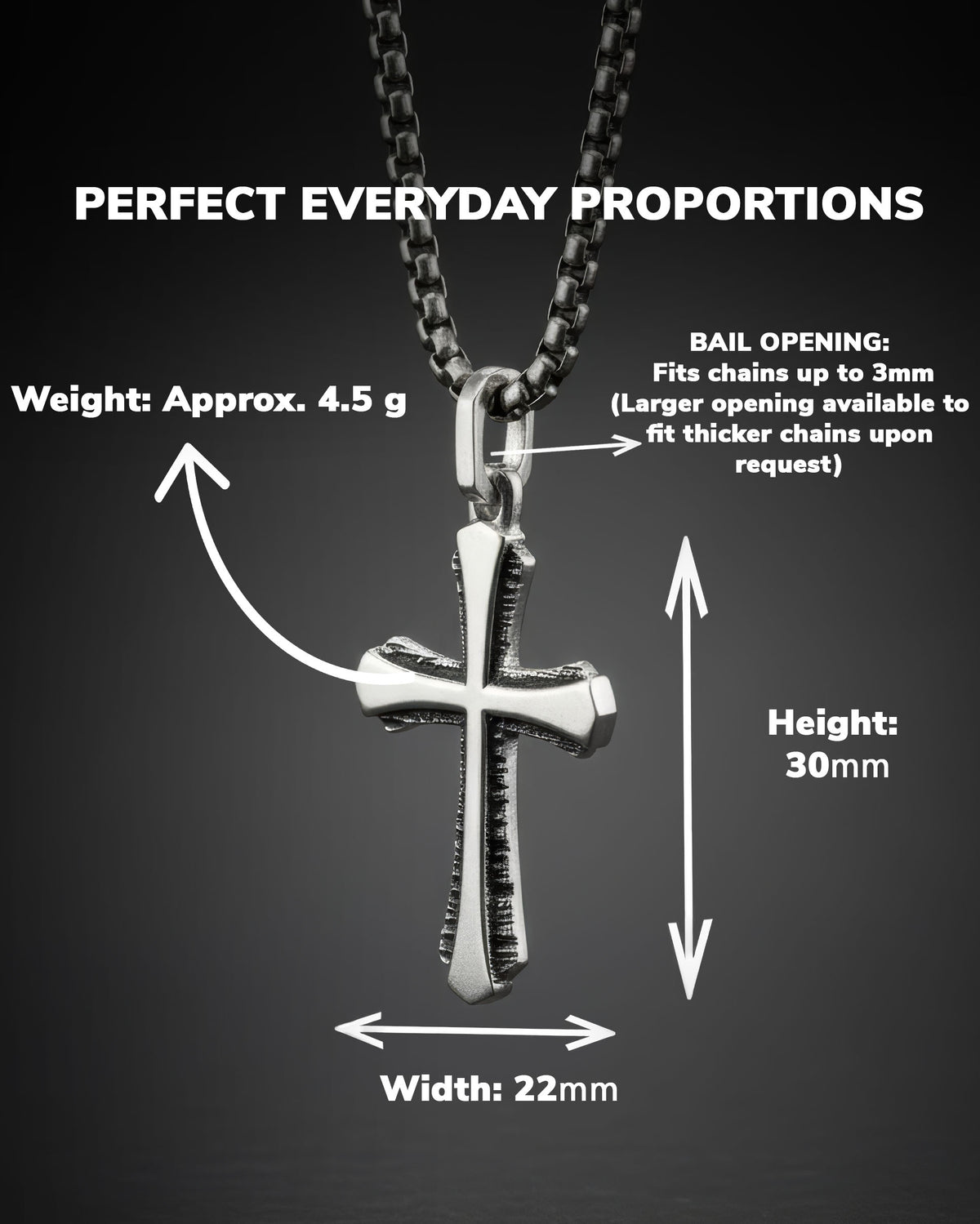 Double Textured Cross Pendant Tree Bark and Plain Silver