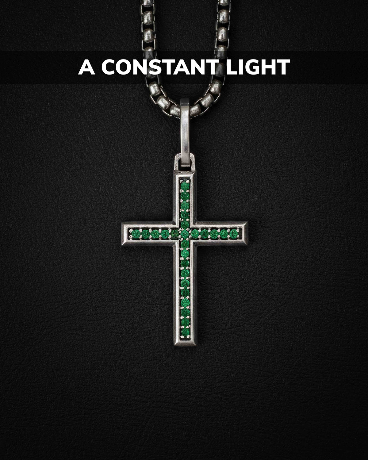 Emerald Cross Necklace Silver Multi Stone Minimal Style