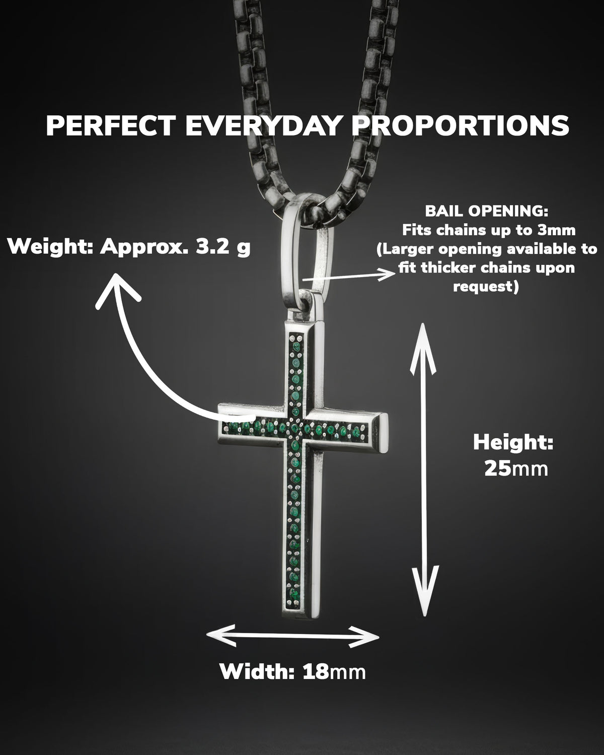 Emerald Cross Necklace Silver Multi Stone Minimal Style