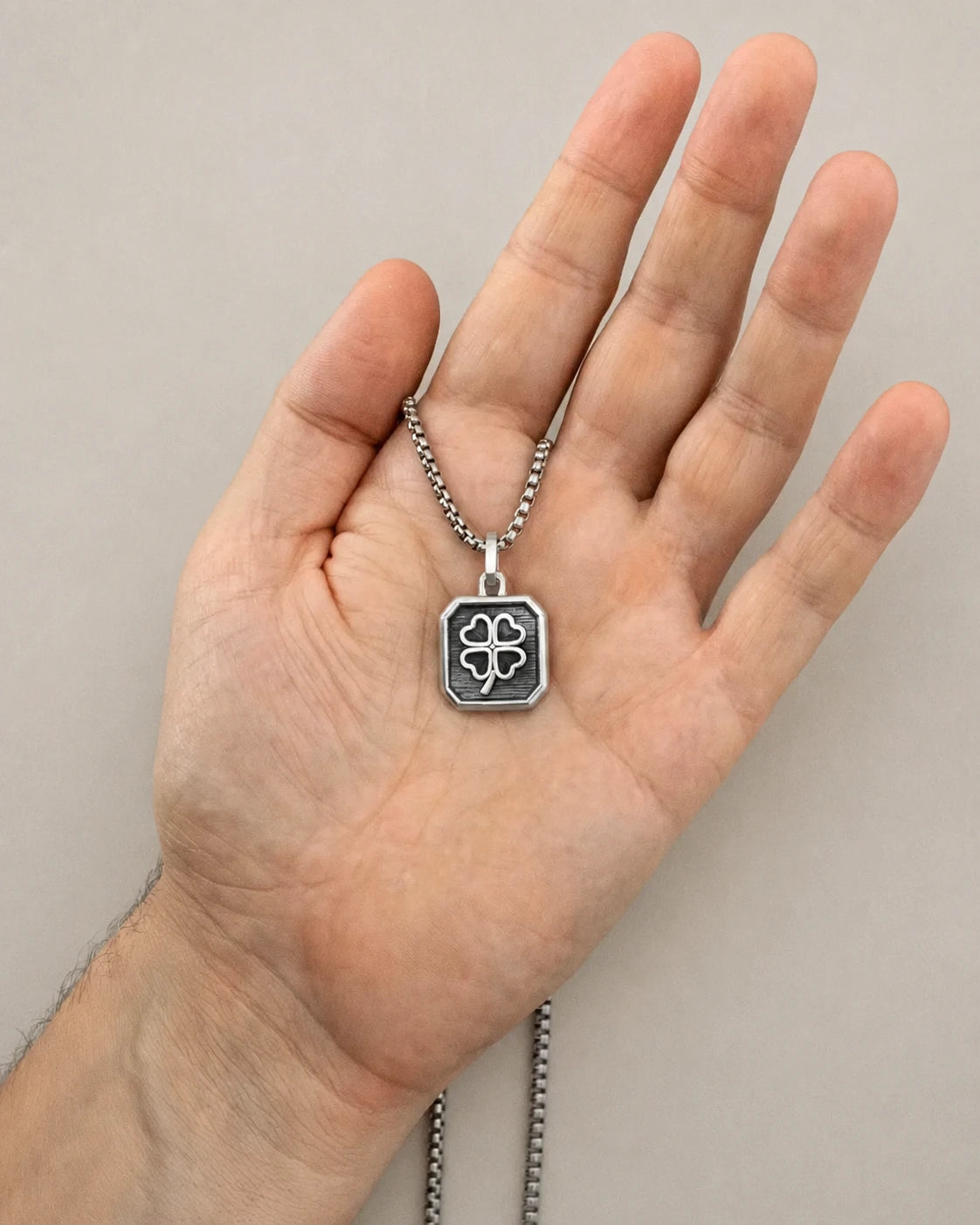 Outlined Clover Pendant Necklace Sterling Silver