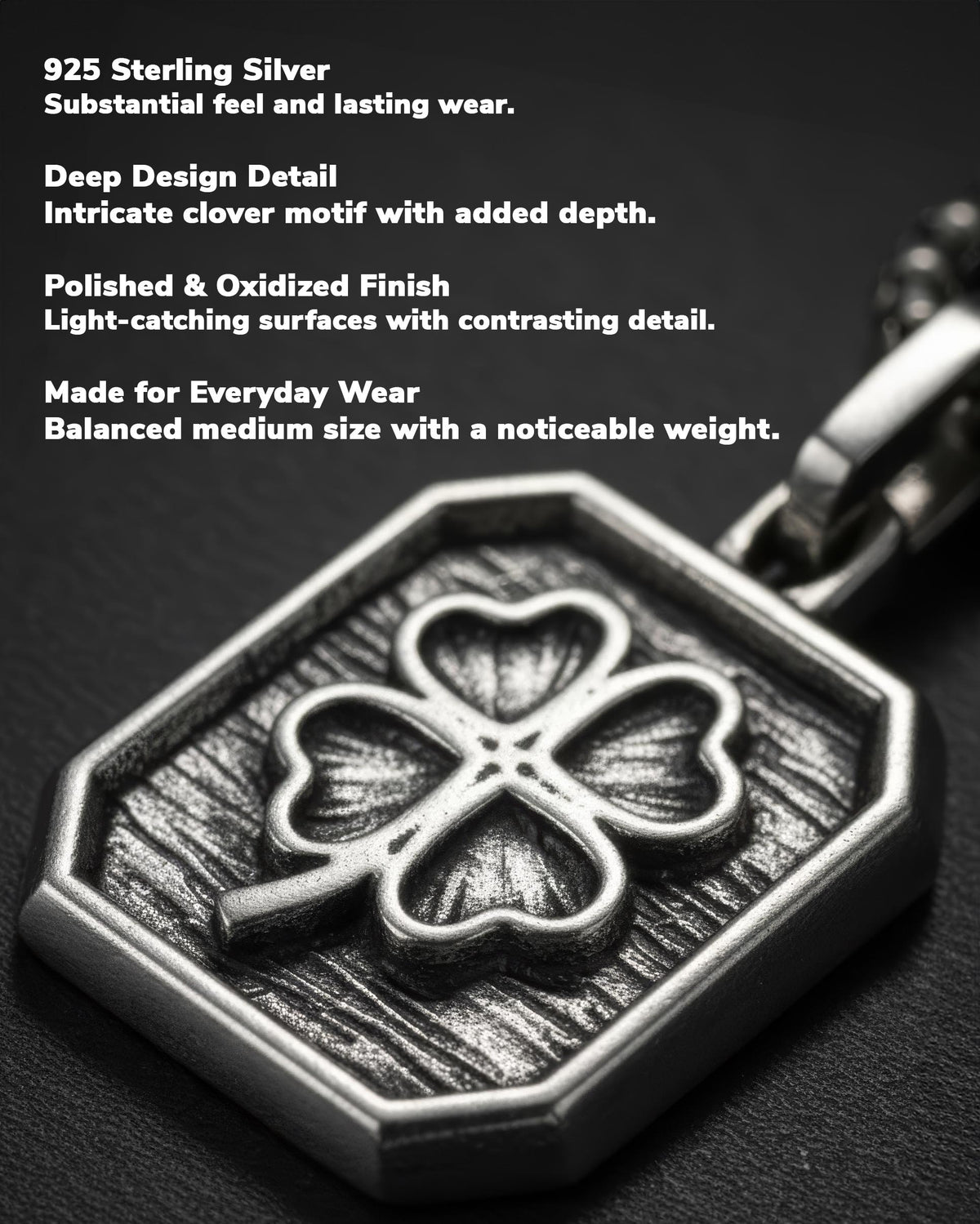 Outlined Clover Pendant Necklace Sterling Silver