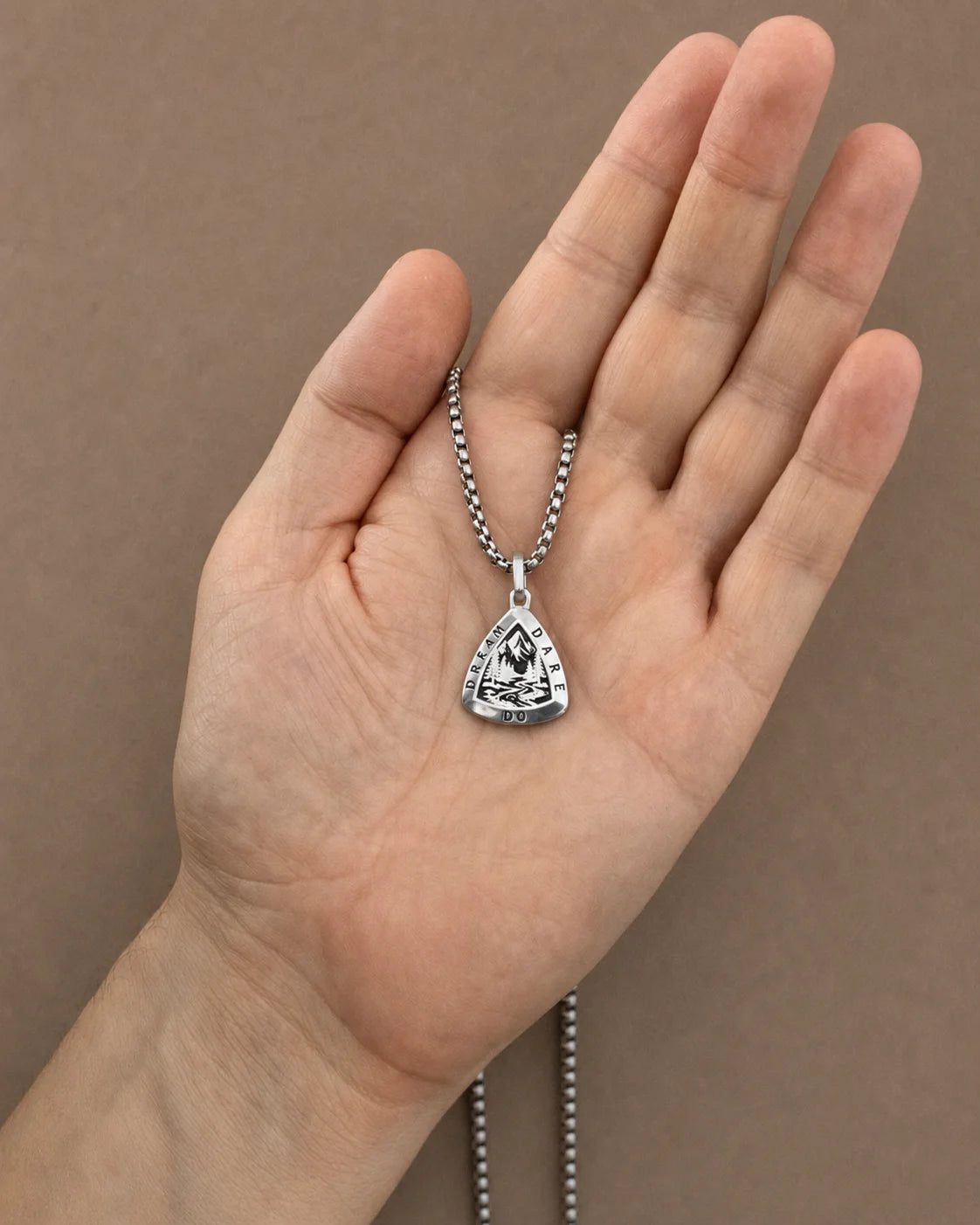 Mountains & Forest Motivational Necklace Dream Dare Do