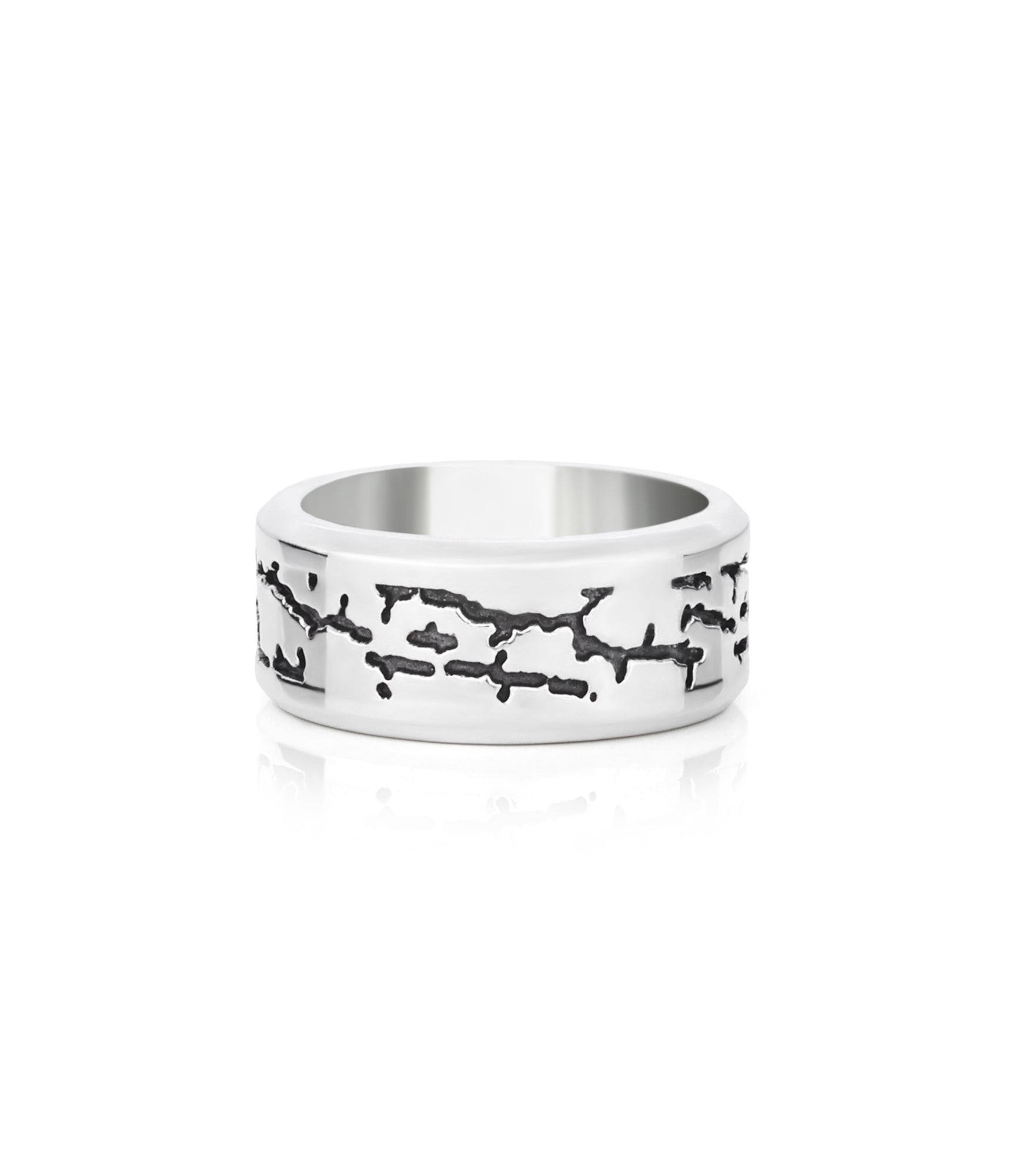 Mens Chunky Masculine Wedding Band Distressed Texture
